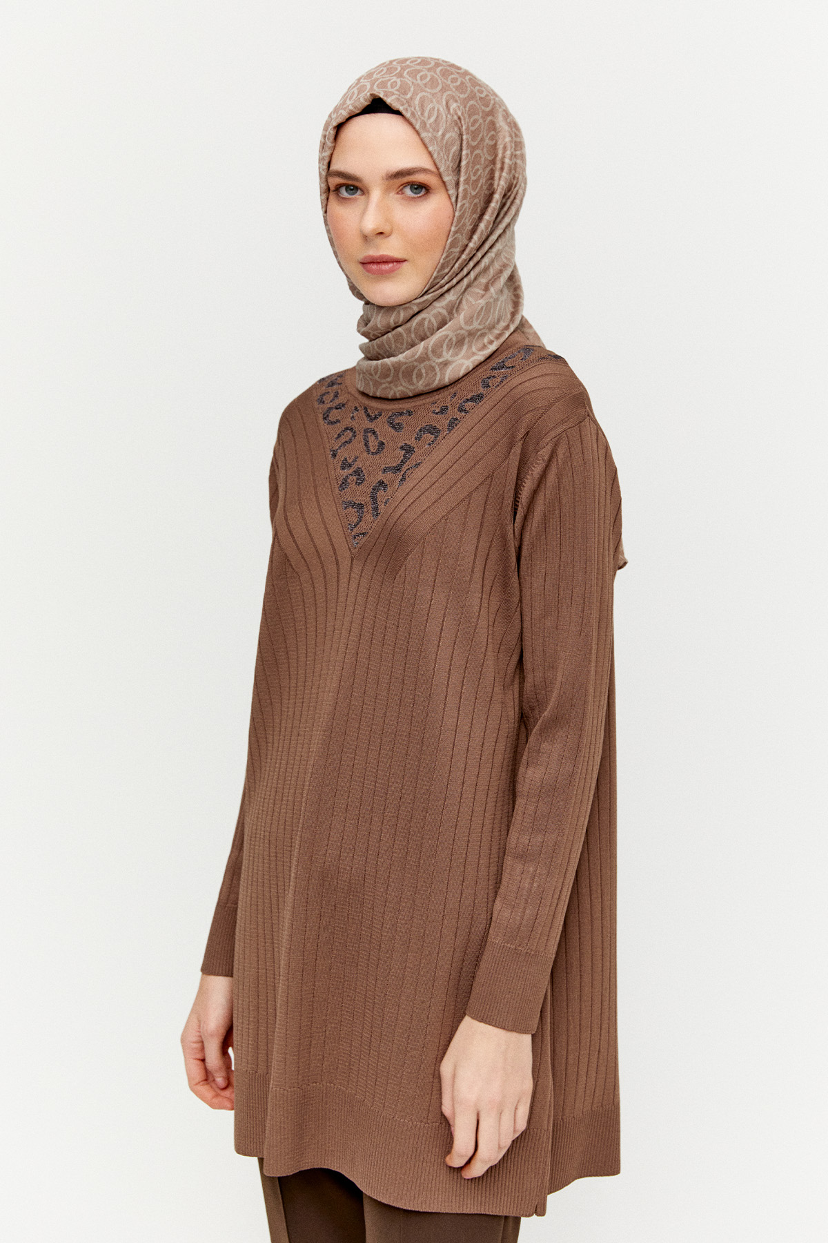 Leopar Desenli Sim Detaylı Tunik