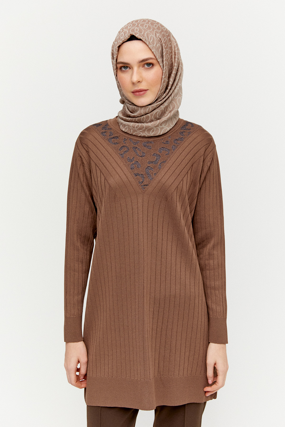 Leopar Desenli Sim Detaylı Tunik