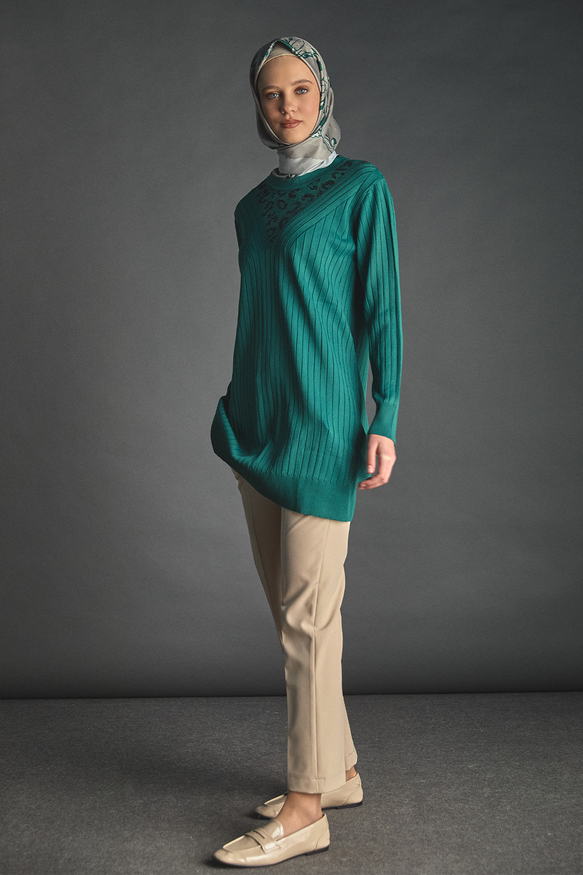 Leopar Desenli Sim Detaylı Tunik