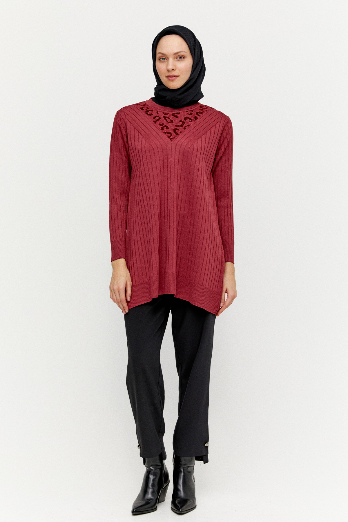 Leopar Desenli Sim Detaylı Tunik