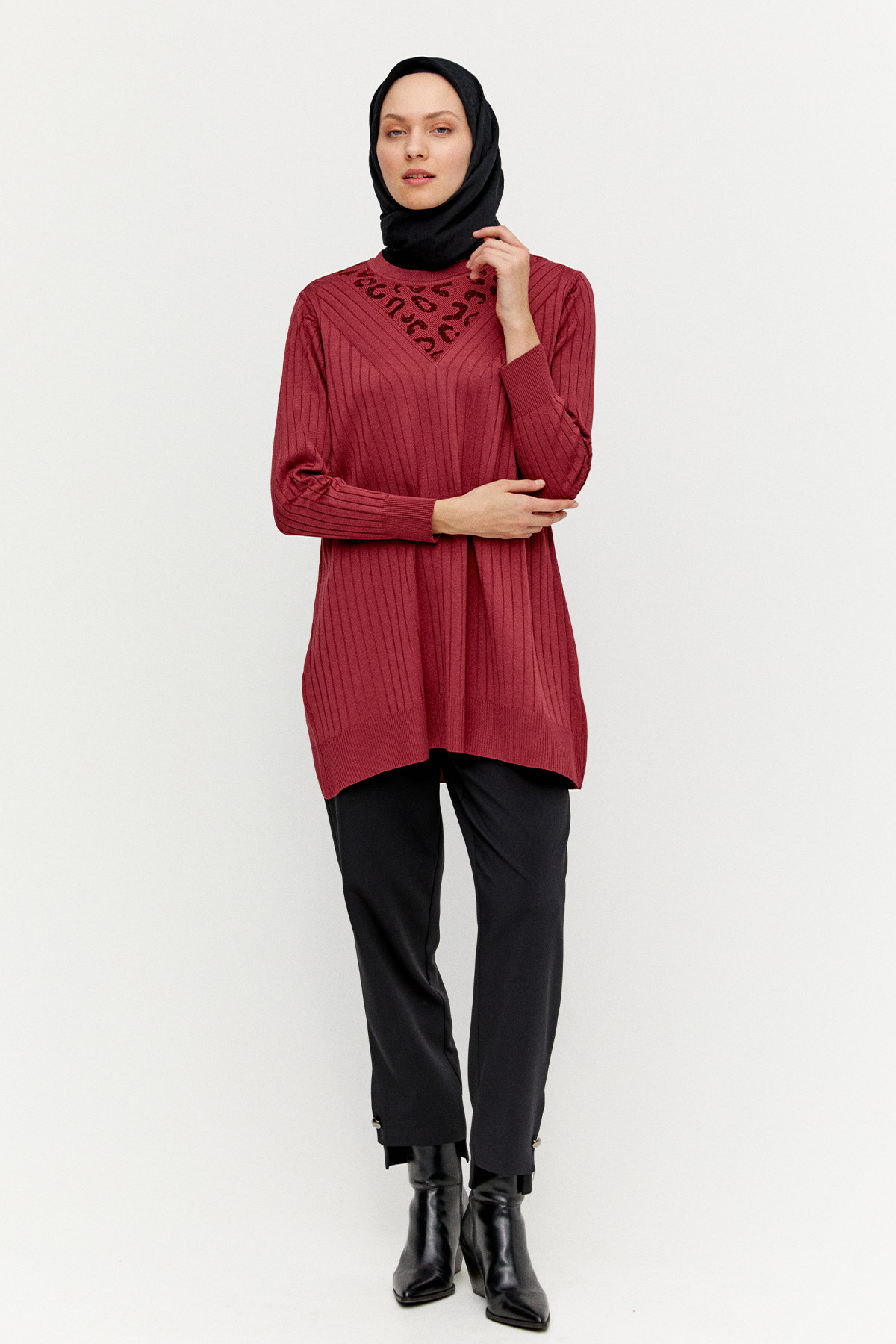 Leopar Desenli Sim Detaylı Tunik