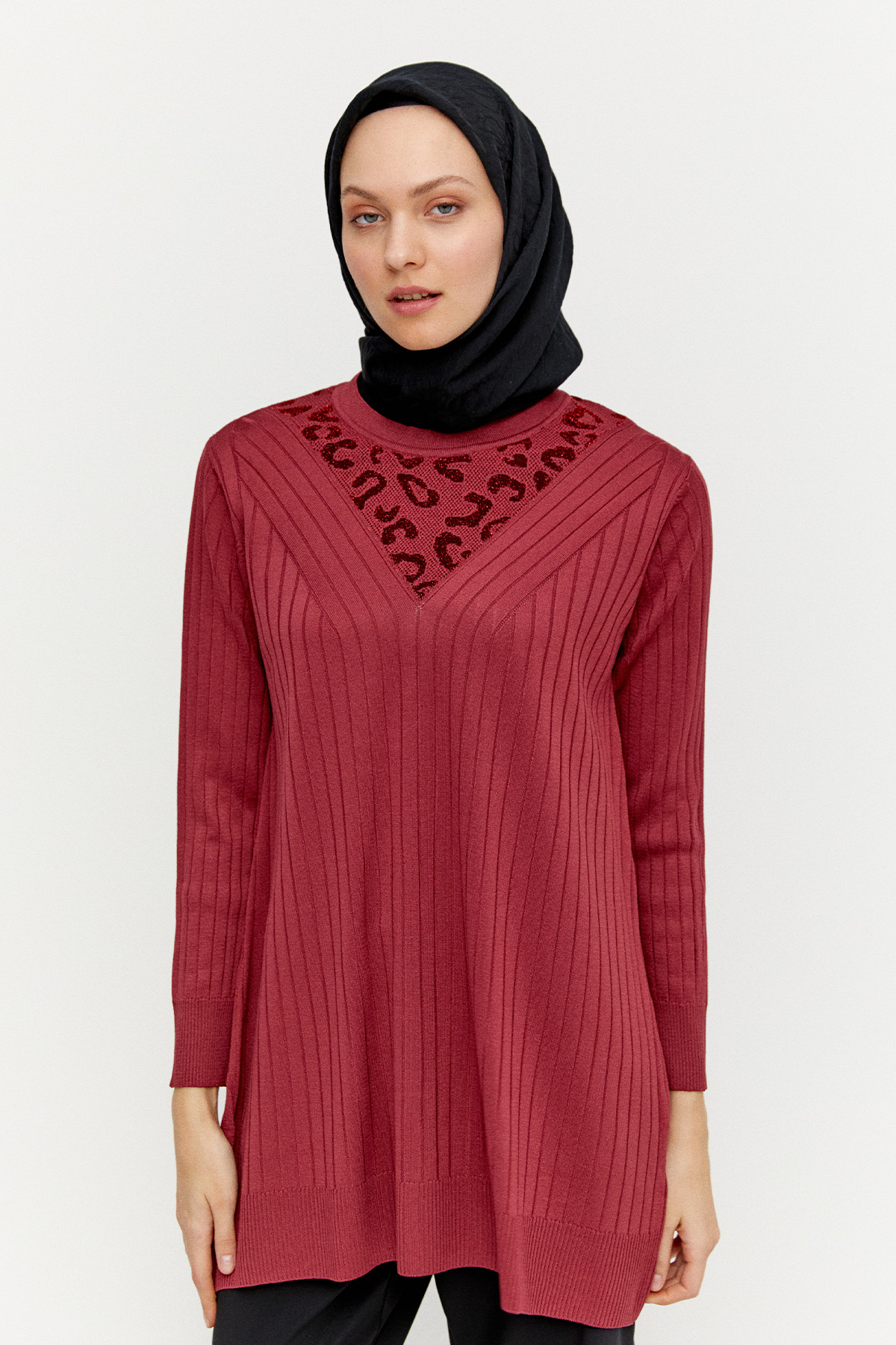 Leopar Desenli Sim Detaylı Tunik