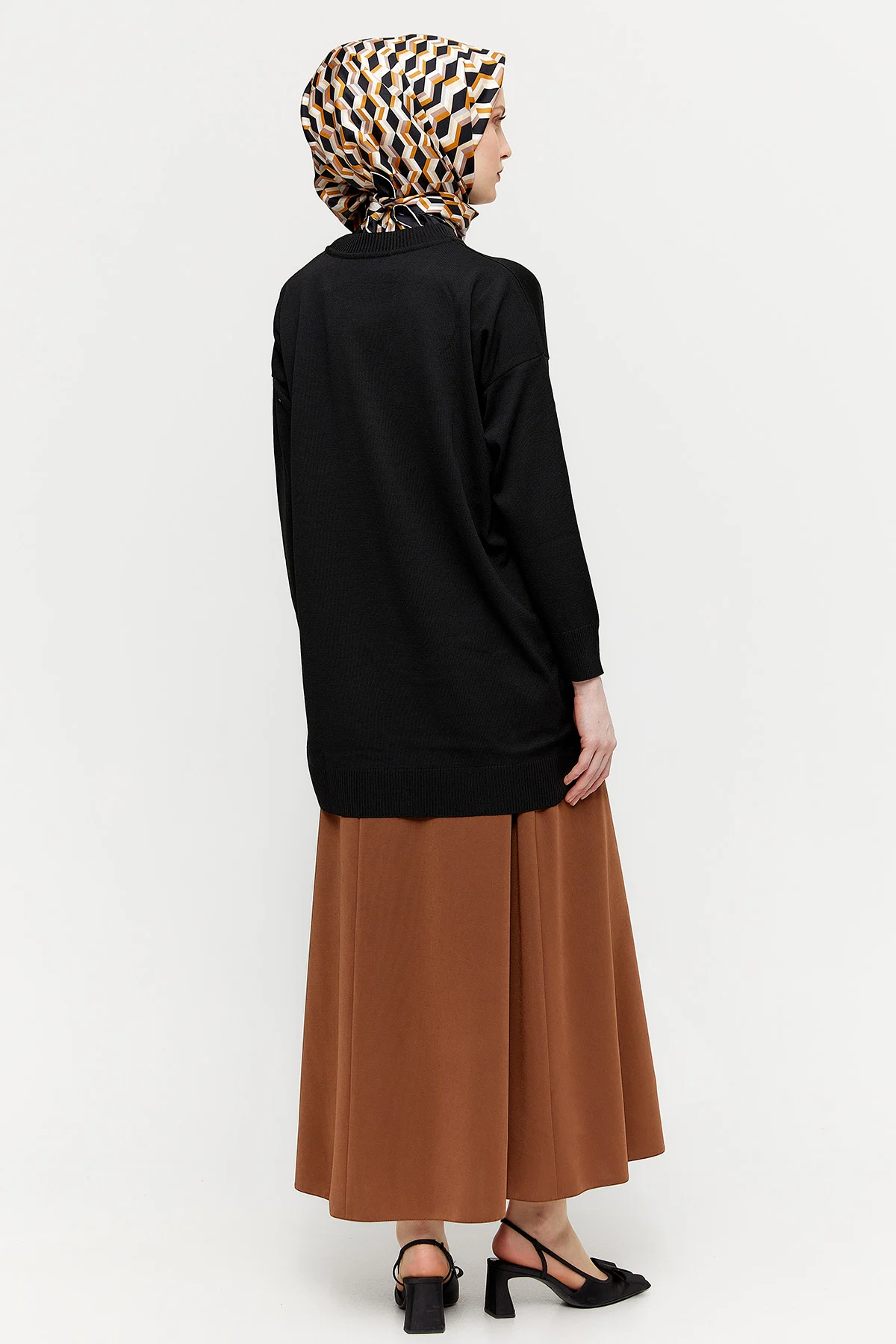 Yaprak Desenli Simli Triko Tunik, Tesettür Giyim