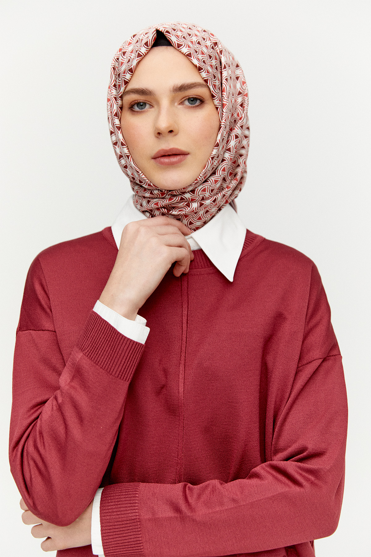 Yaprak Desenli Uzun Triko Tunik