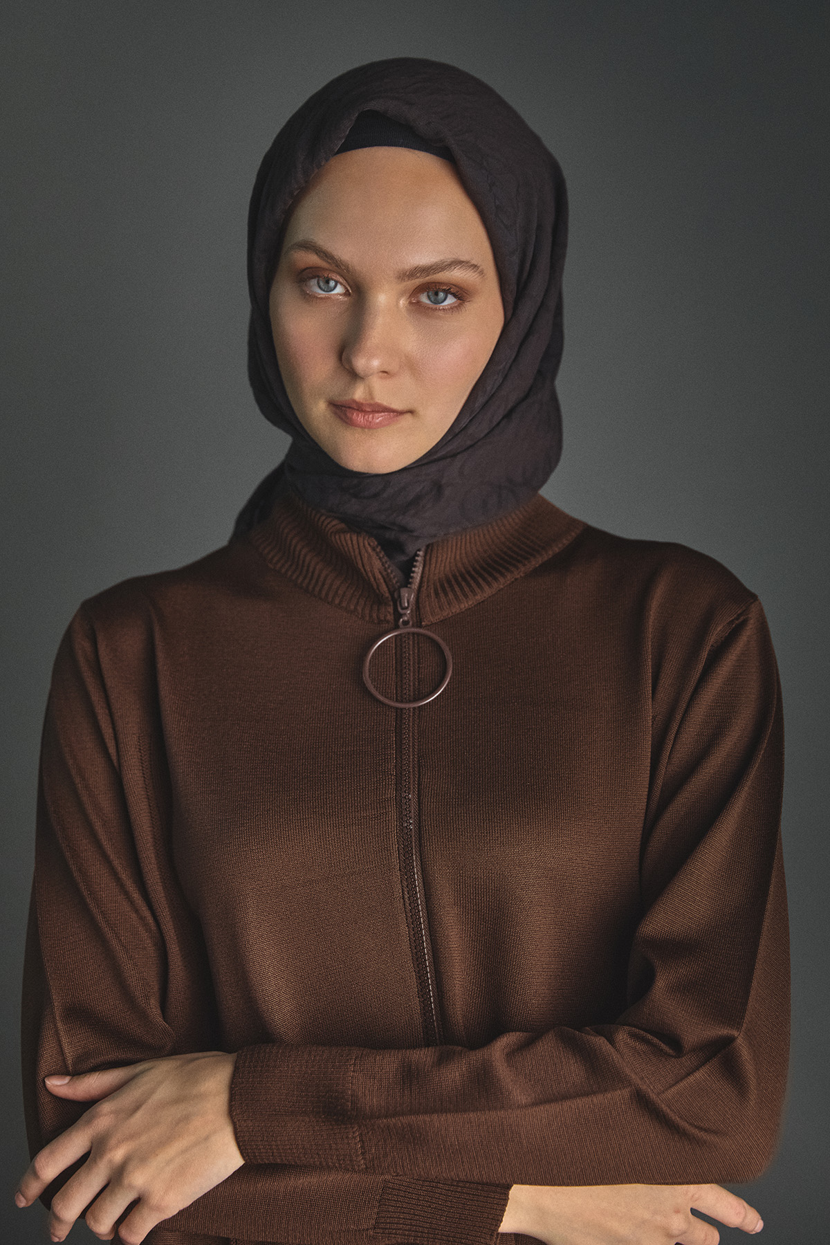 Yüksek Yakalı Uzun Triko Tunik, Tesettür Giyim