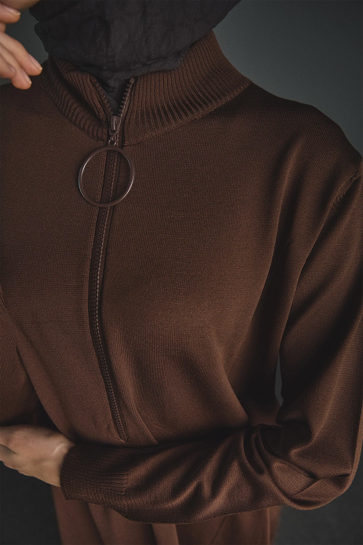 Yüksek Yakalı Uzun Triko Tunik, Tesettür Giyim