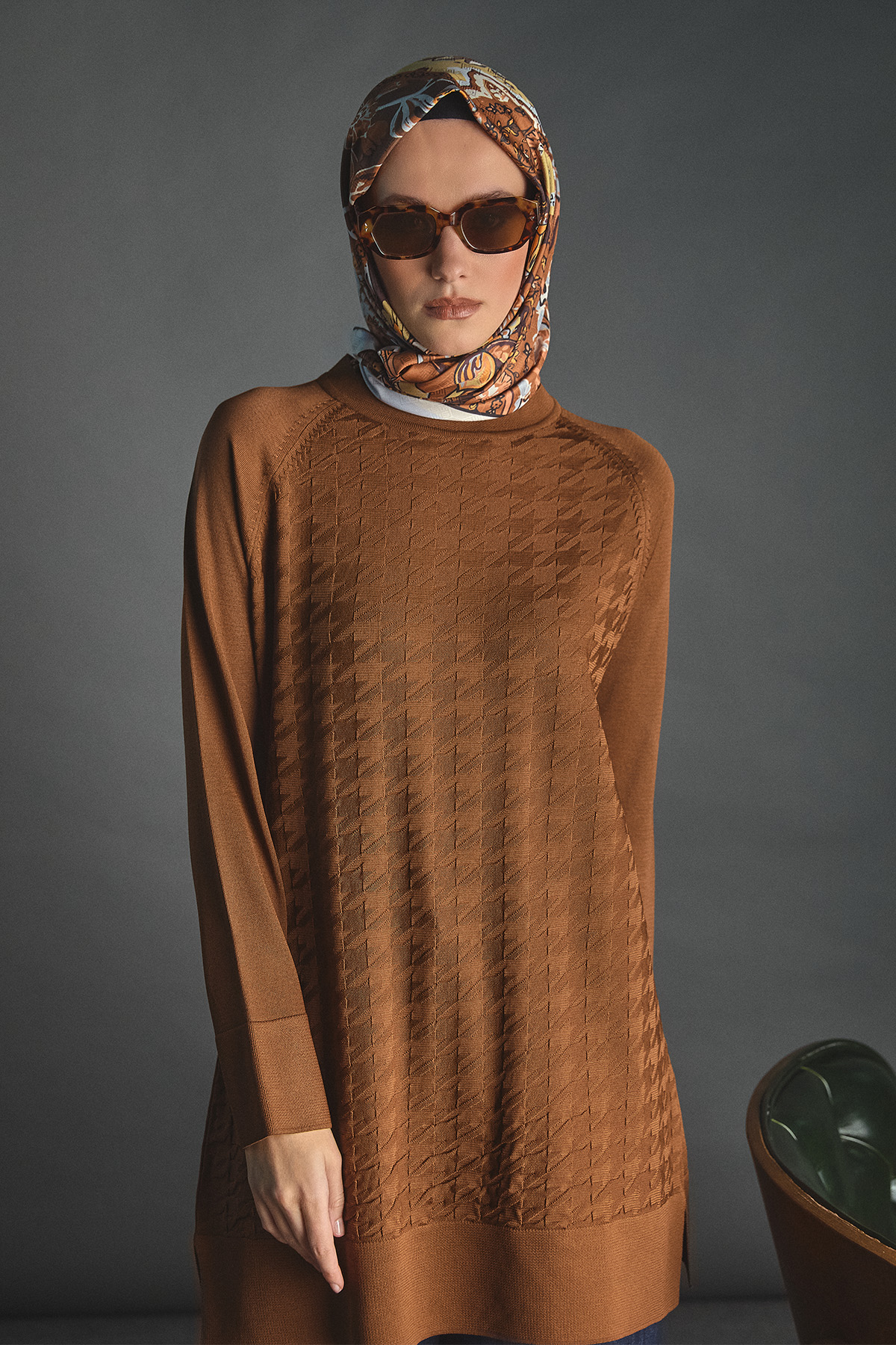 Kazayağı Desenli Triko Tunik