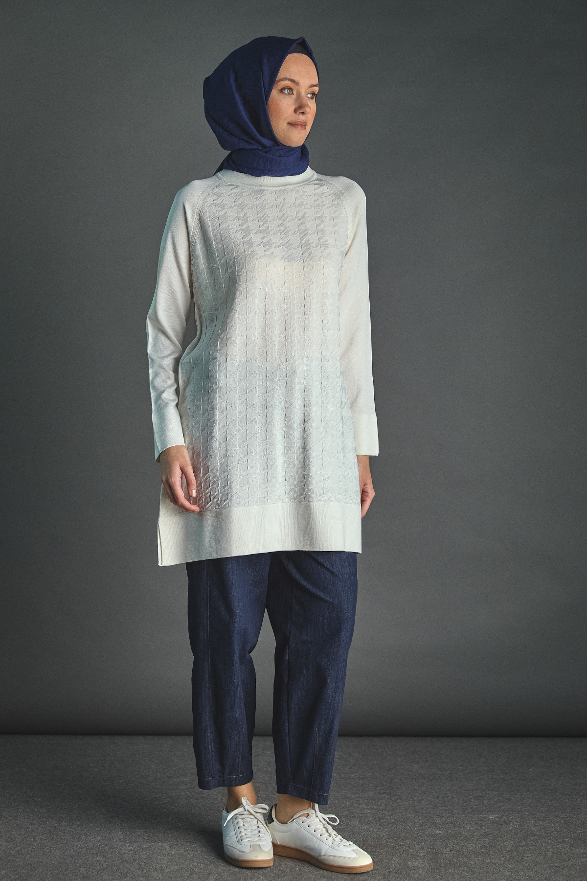 Kazayağı Desenli Triko Tunik