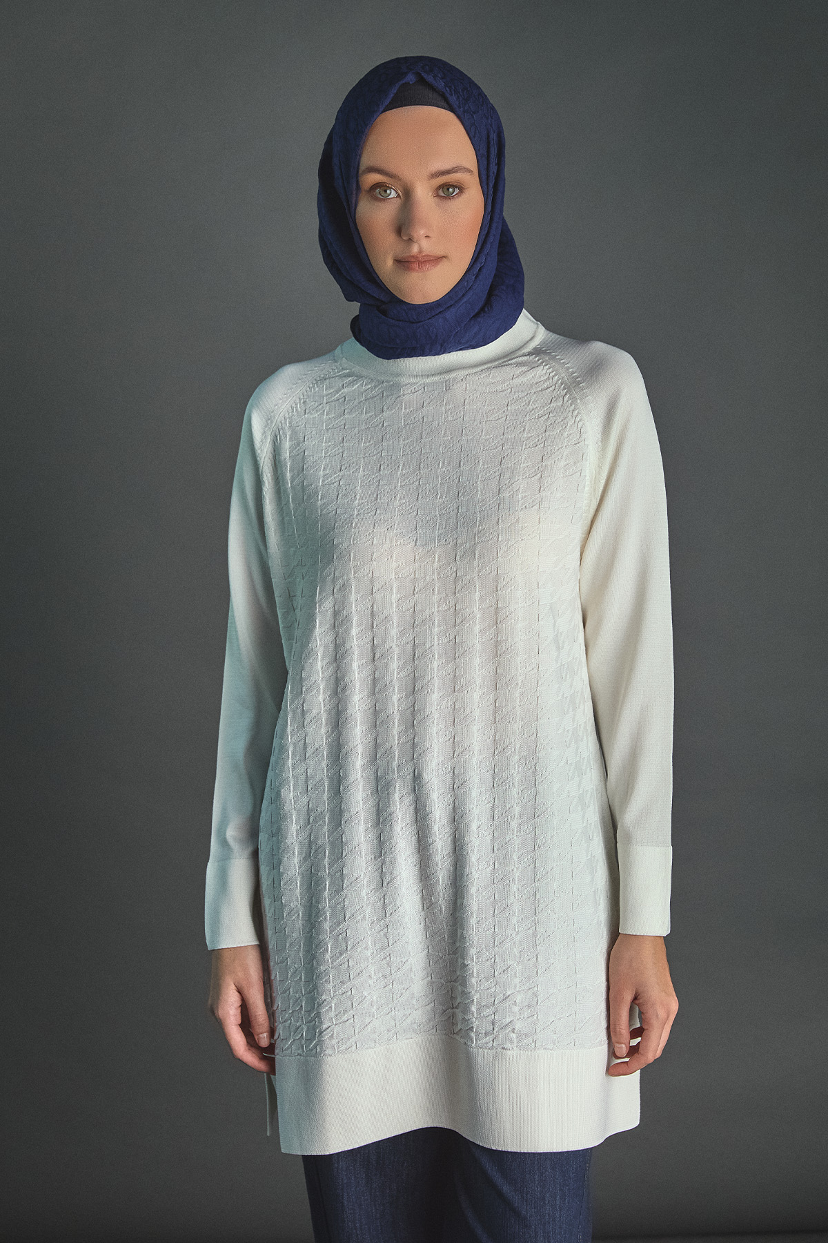 Kazayağı Desenli Triko Tunik