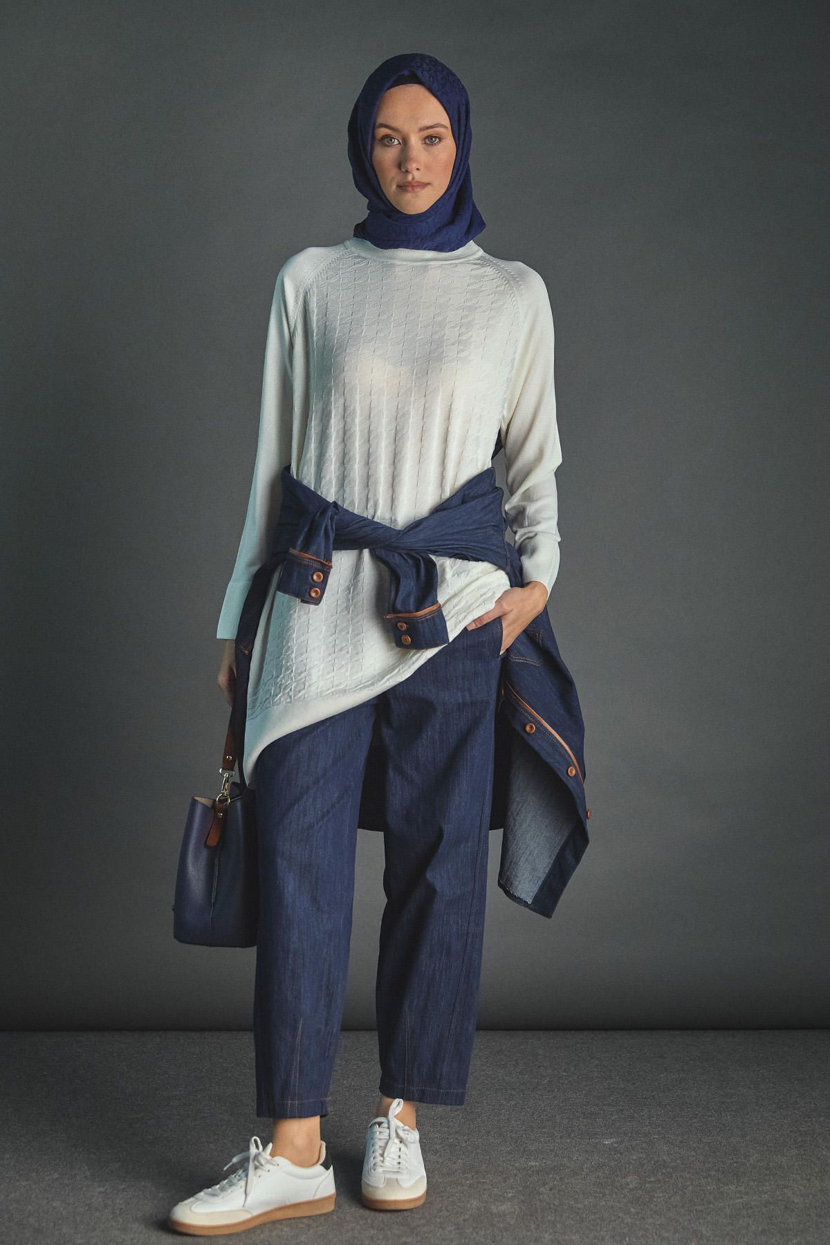 Kazayağı Desenli Triko Tunik