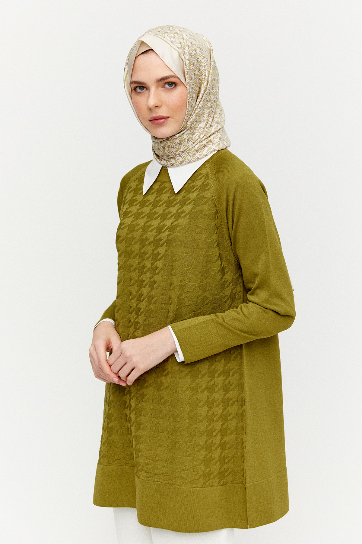 Kazayağı Desenli Triko Tunik