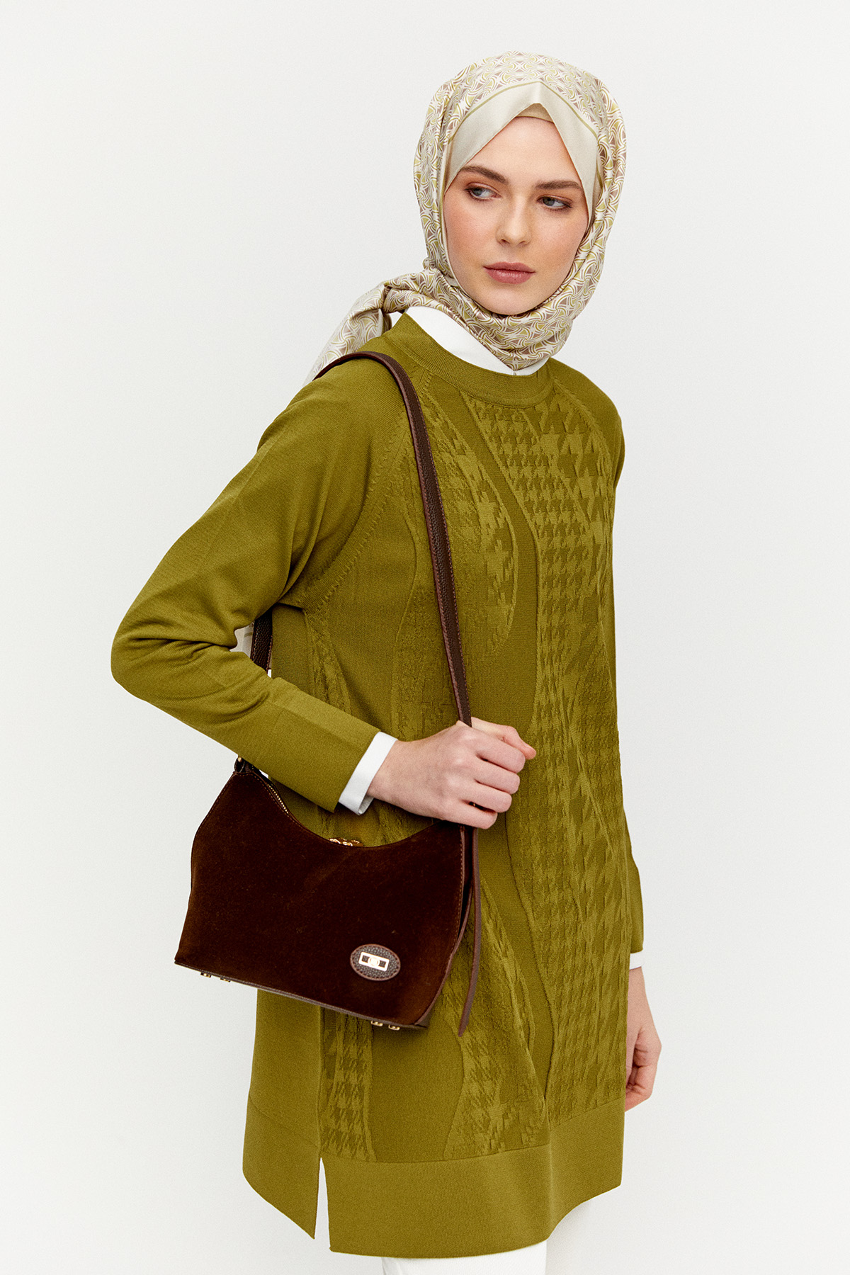 Kazayağı Desenli Reglan Kol Tunik