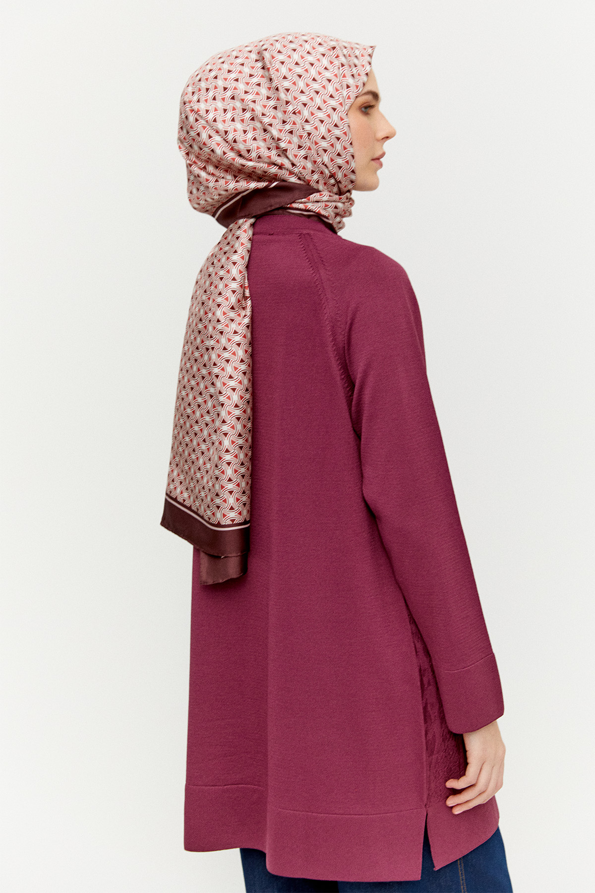 Kazayağı Desenli Reglan Kol Tunik