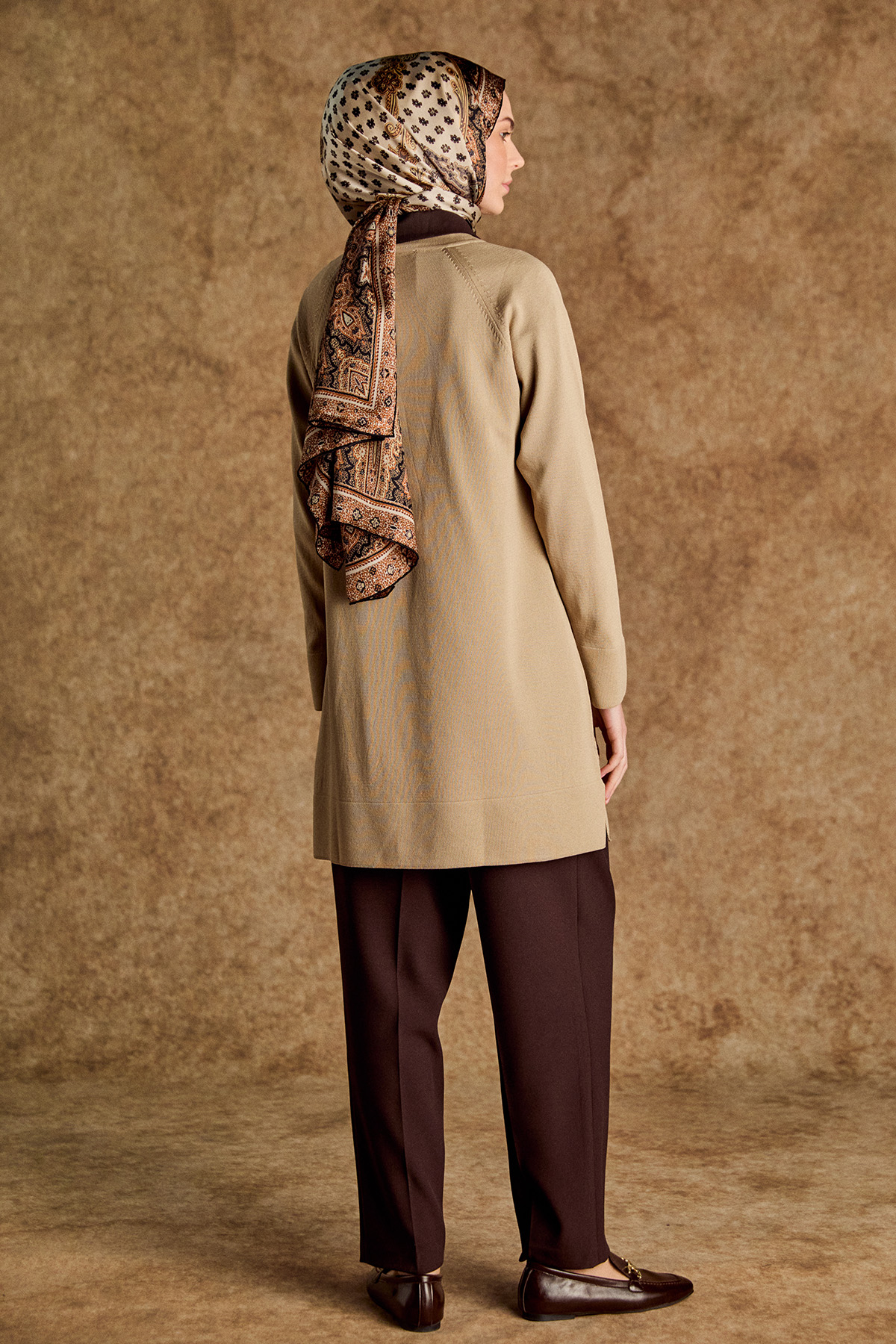 Kazayağı Desenli Reglan Kol Tunik