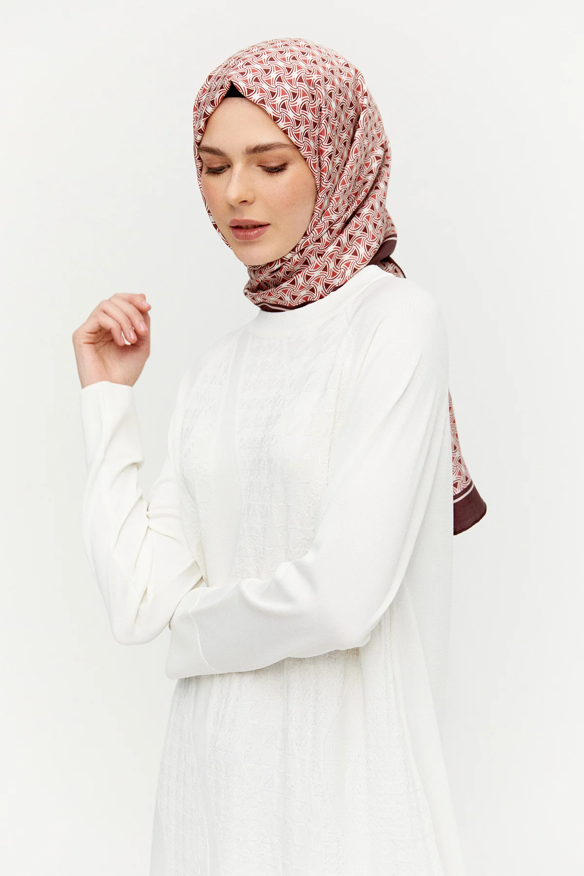 Kazayağı Desenli Reglan Kol Tunik, Tesettür Giyim