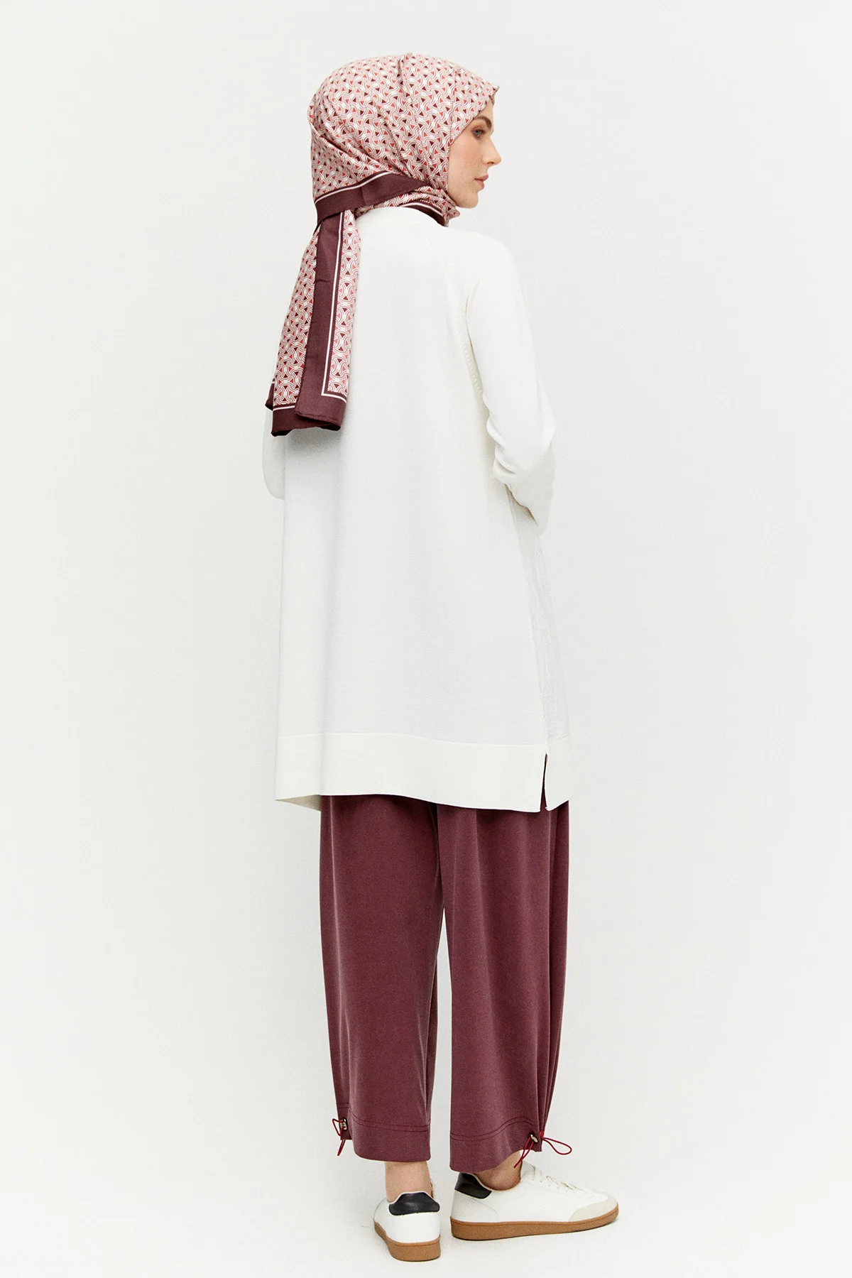 Kazayağı Desenli Reglan Kol Tunik, Tesettür Giyim