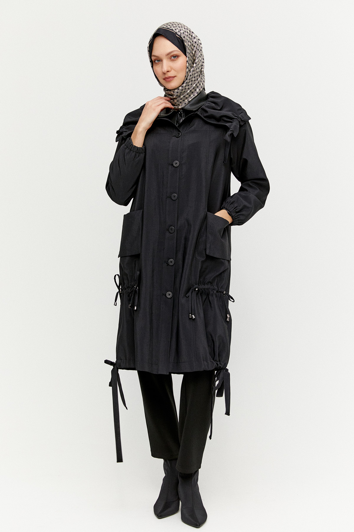 Kazayağı Desenli Reglan Kol Tunik