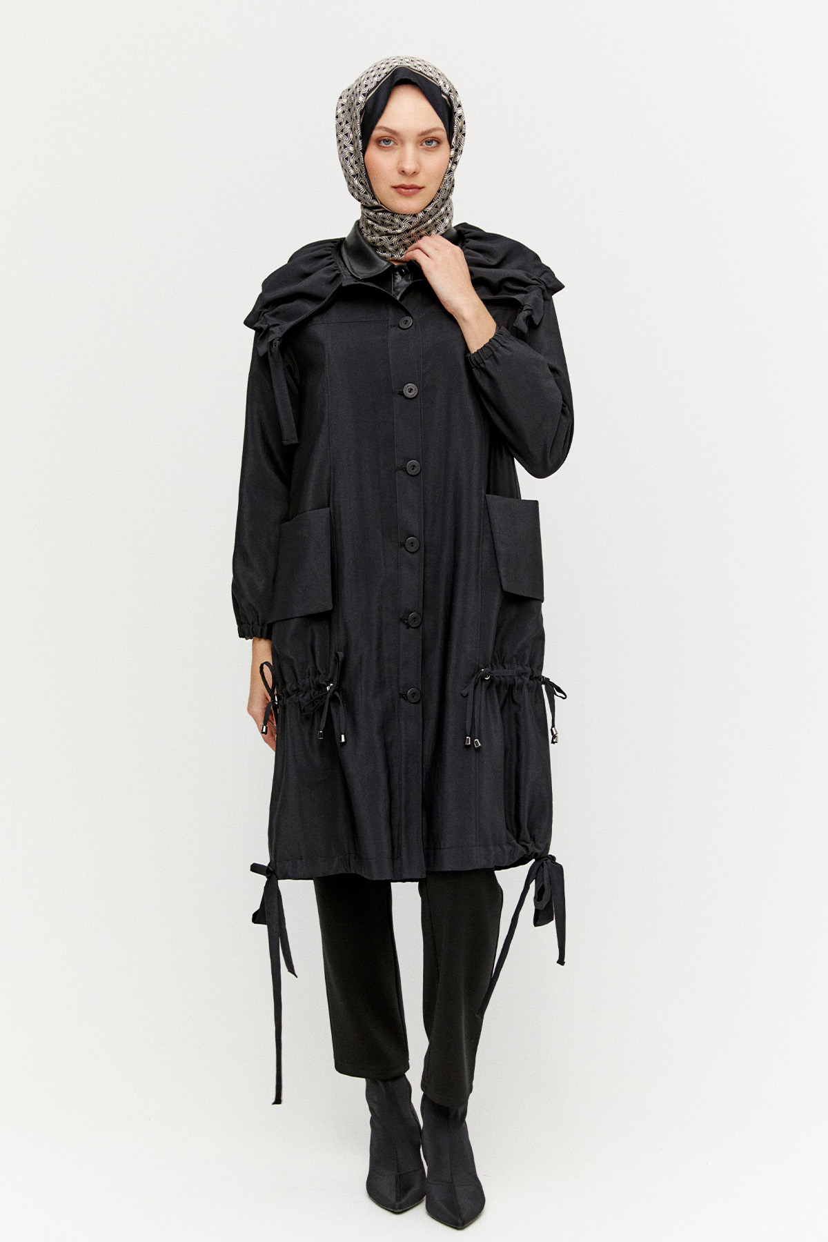 Kazayağı Desenli Reglan Kol Tunik