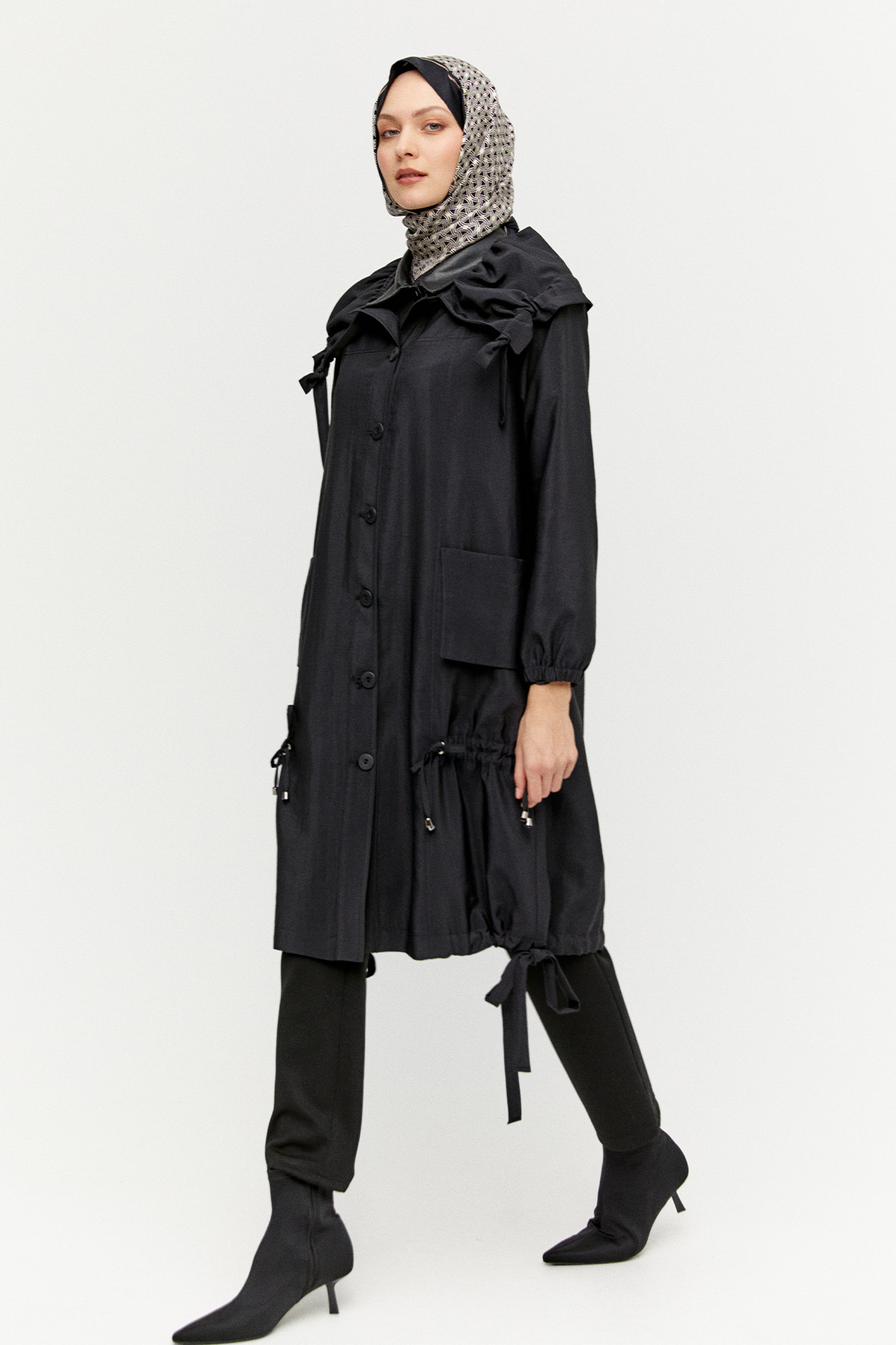 Kazayağı Desenli Reglan Kol Tunik