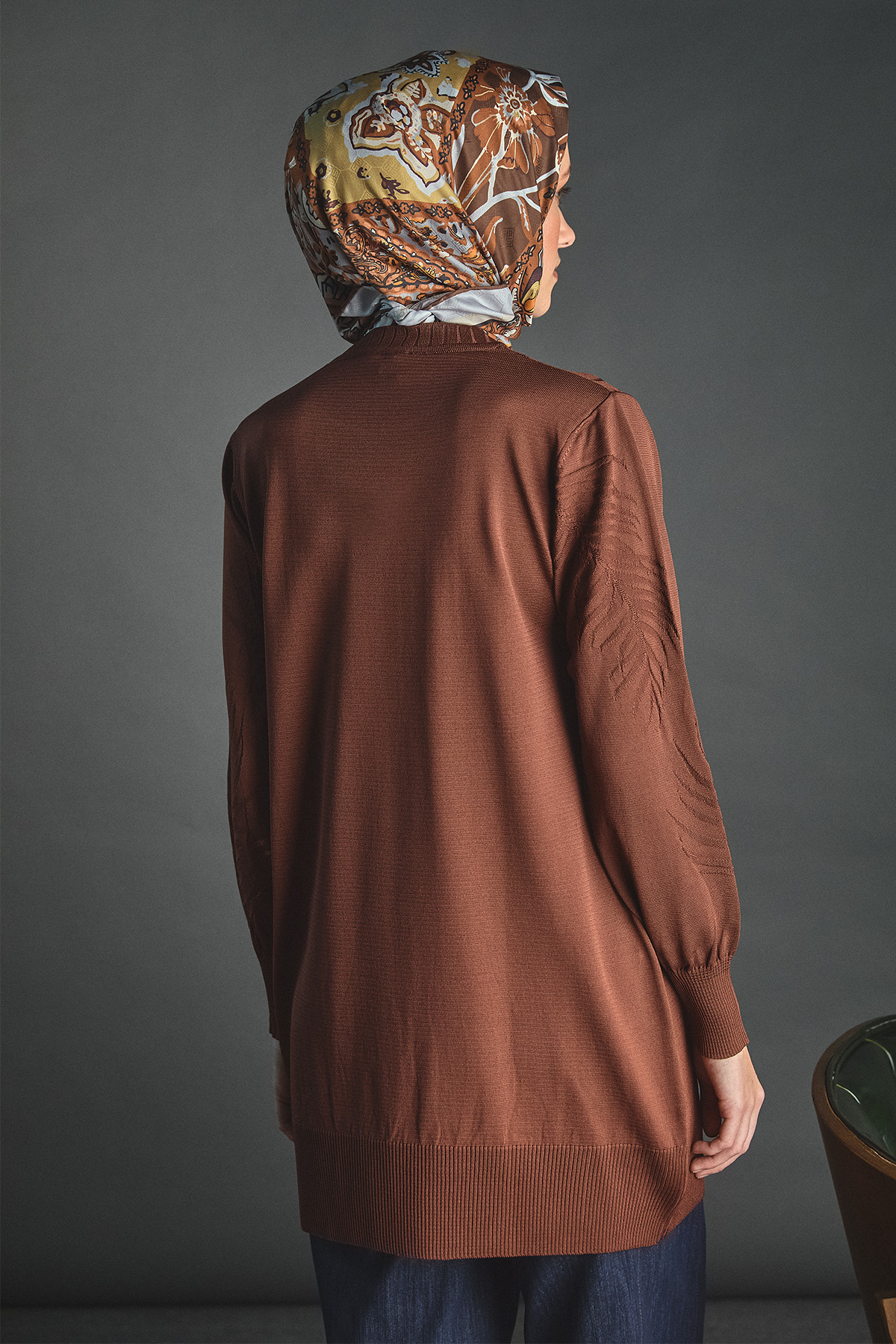 Yaprak Desenli Triko Tunik