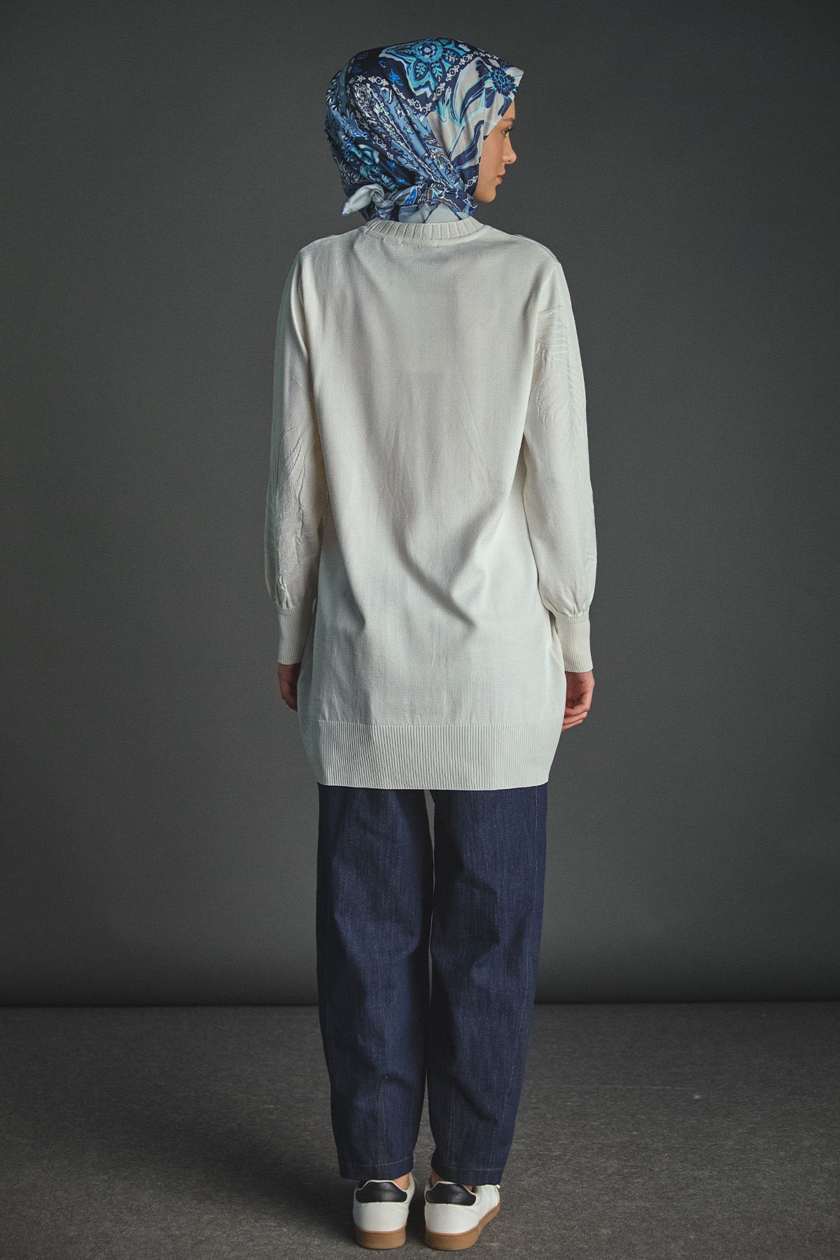 Yaprak Desenli Triko Tunik