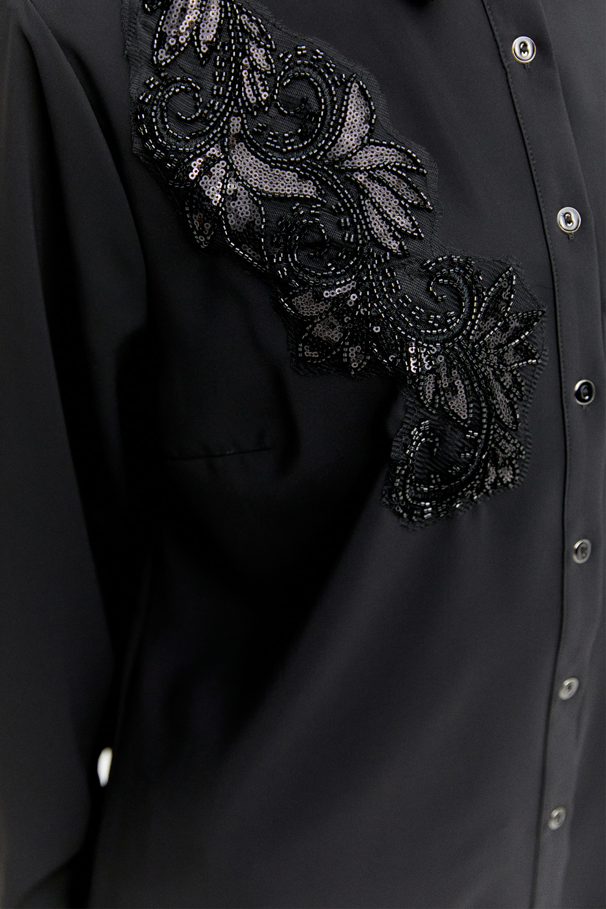 Boncuk Aplikeli Şifon Tunik