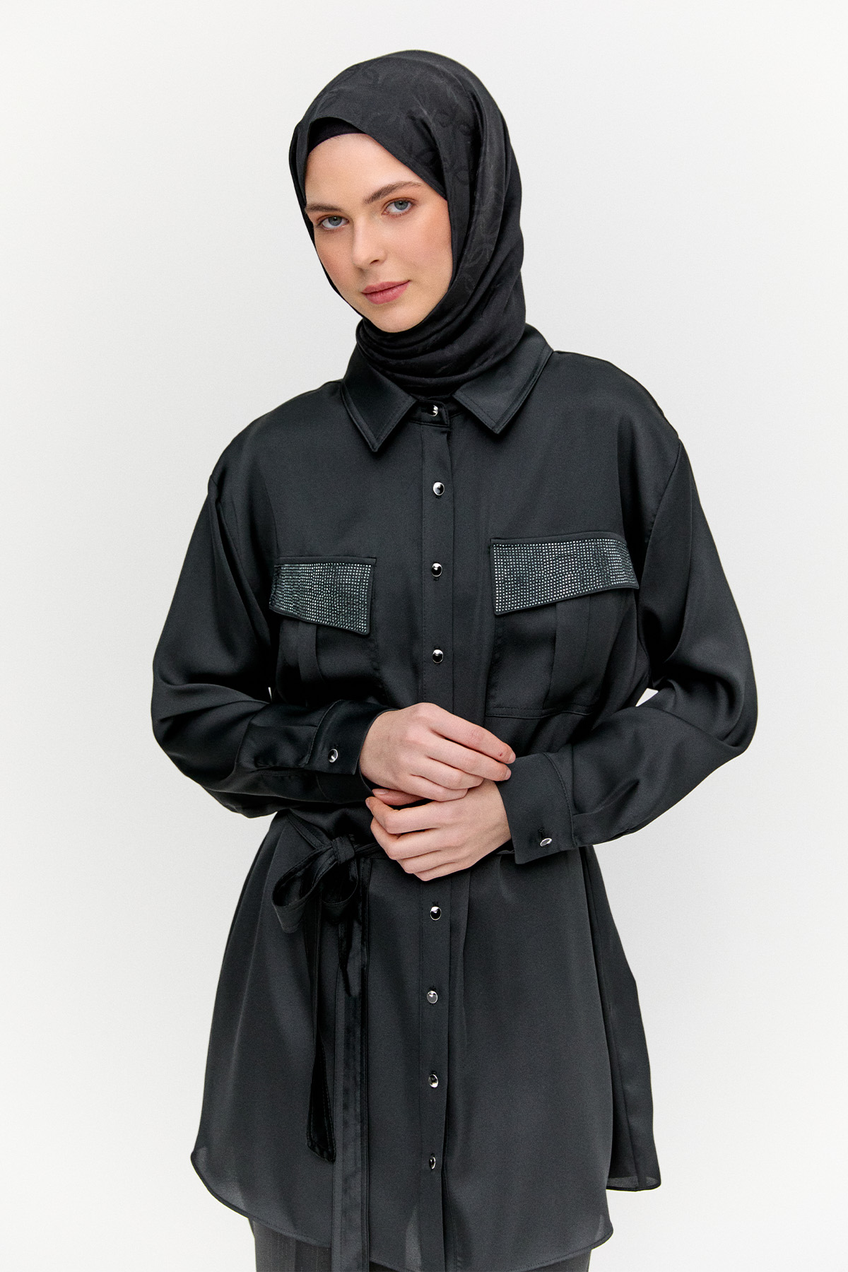 Taş Detaylı Kuşaklı Tunik, Tesettür Giyim