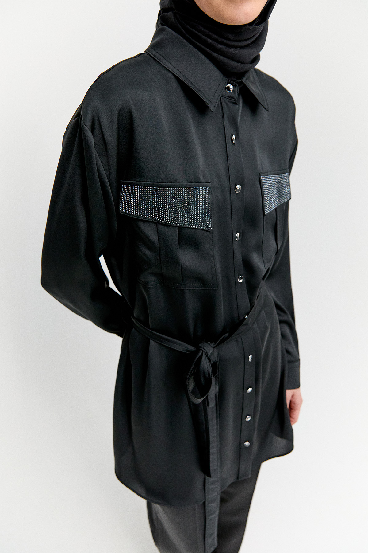 Taş Detaylı Kuşaklı Tunik, Tesettür Giyim