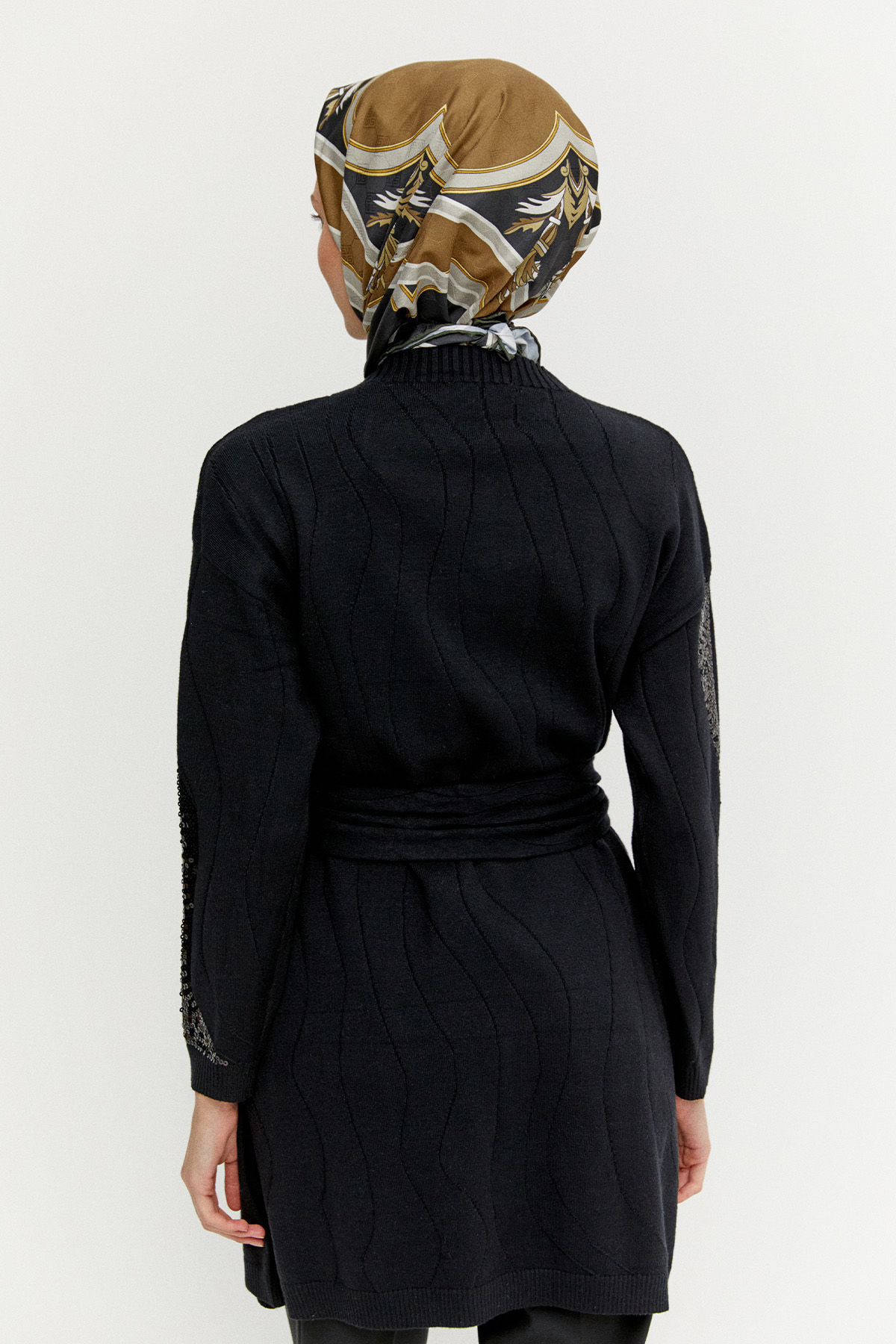 Payet Desenli Kuşaklı Triko Tunik, Tesettür Giyim