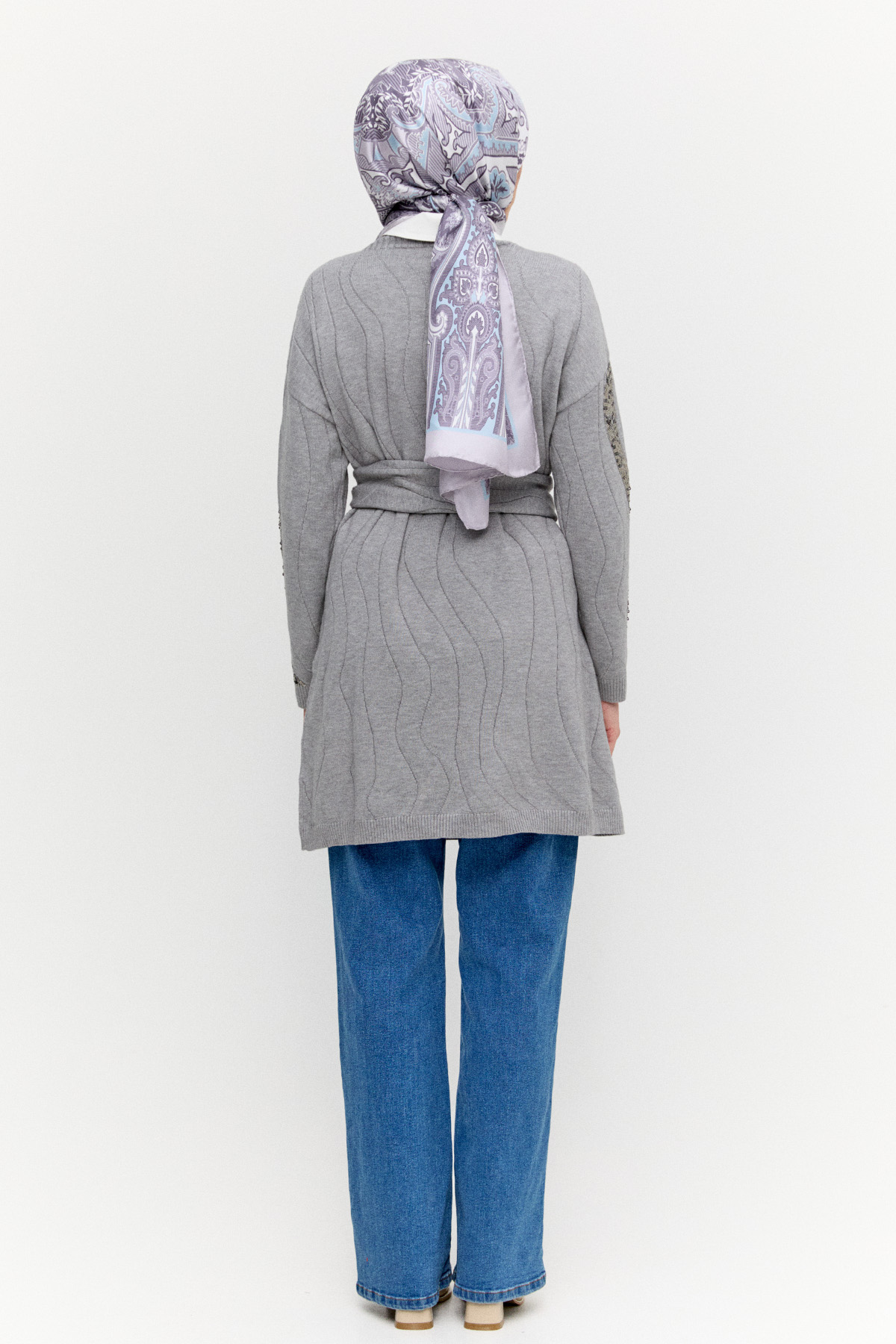 Payet Desenli Kuşaklı Triko Tunik, Tesettür Giyim