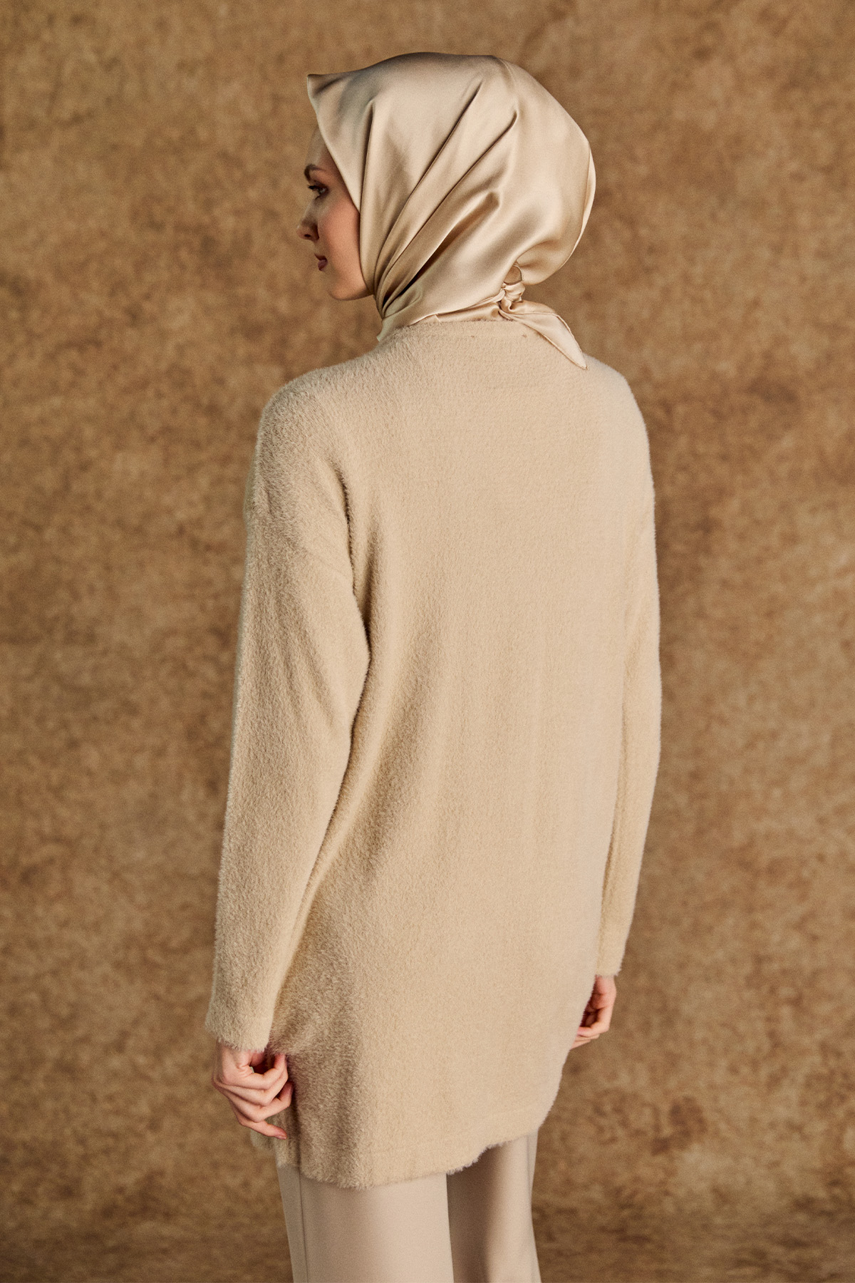 Desenli Yuvarlak Yakalı Triko Tunik