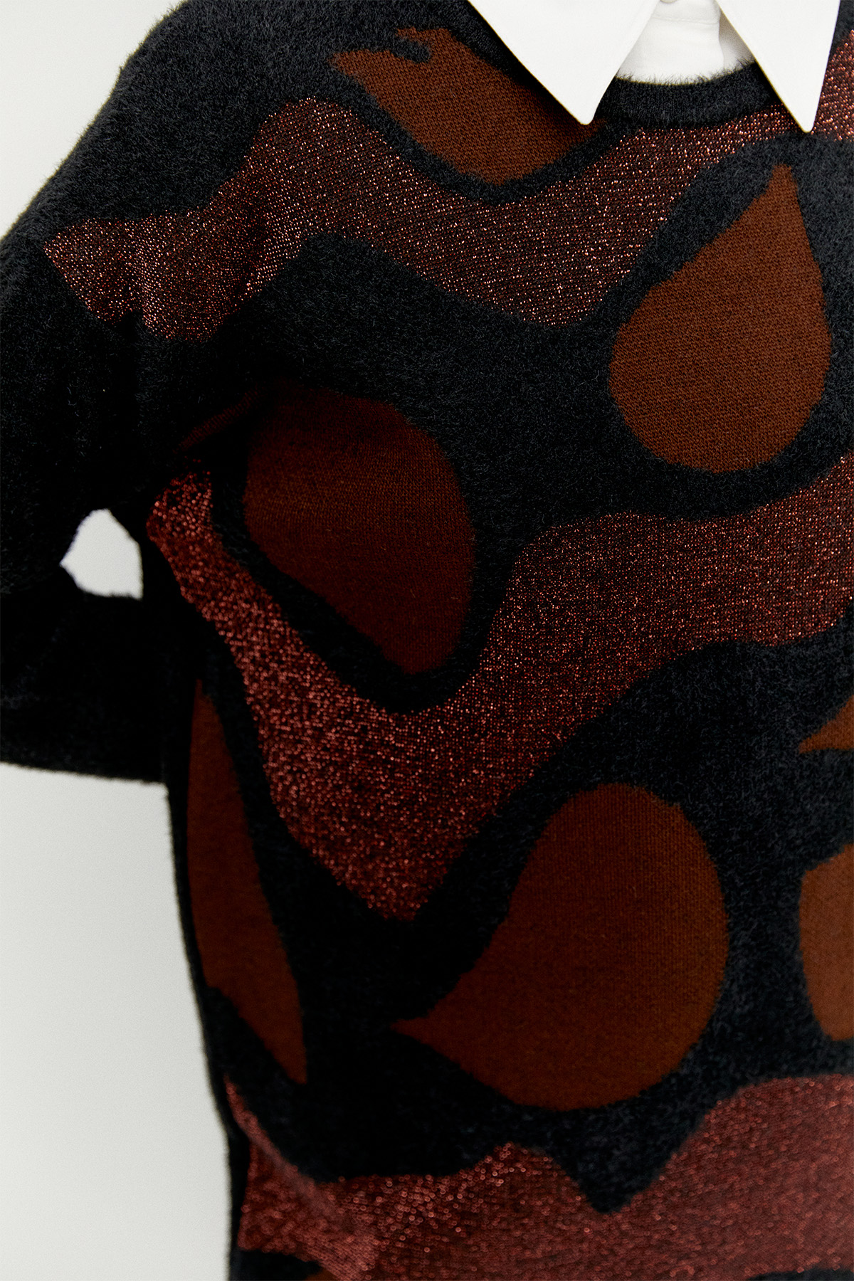 Desenli Yuvarlak Yakalı Triko Tunik