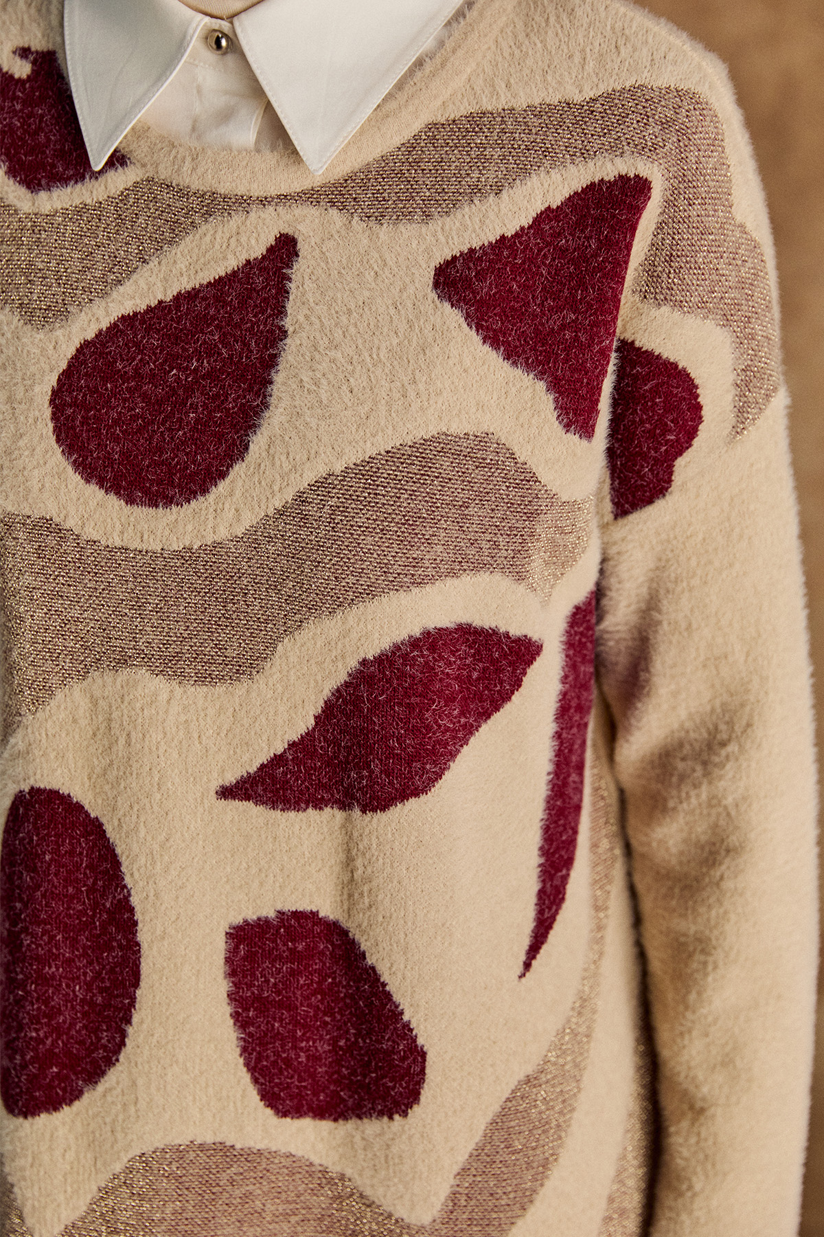 Desenli Yuvarlak Yakalı Triko Tunik