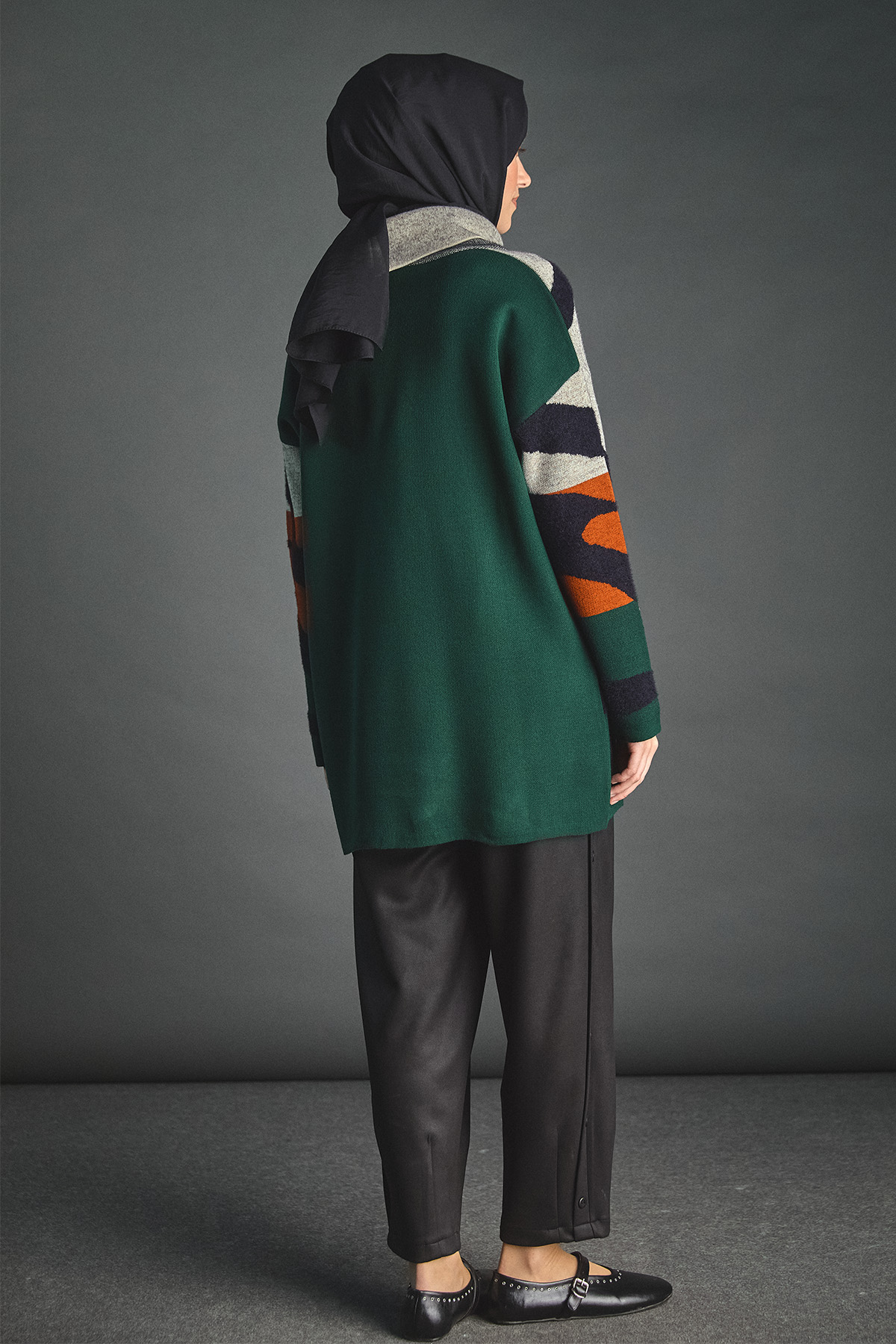 Desenli Çok Renkli Boğazlı Triko Tunik