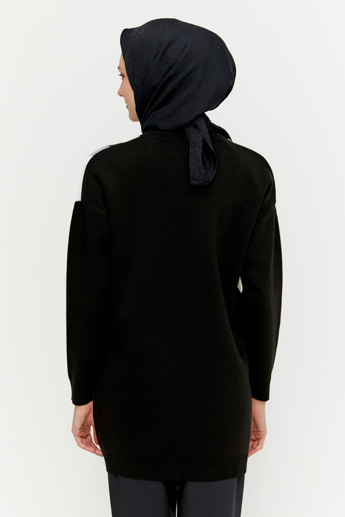 Desenli Ribanalı Triko Tunik