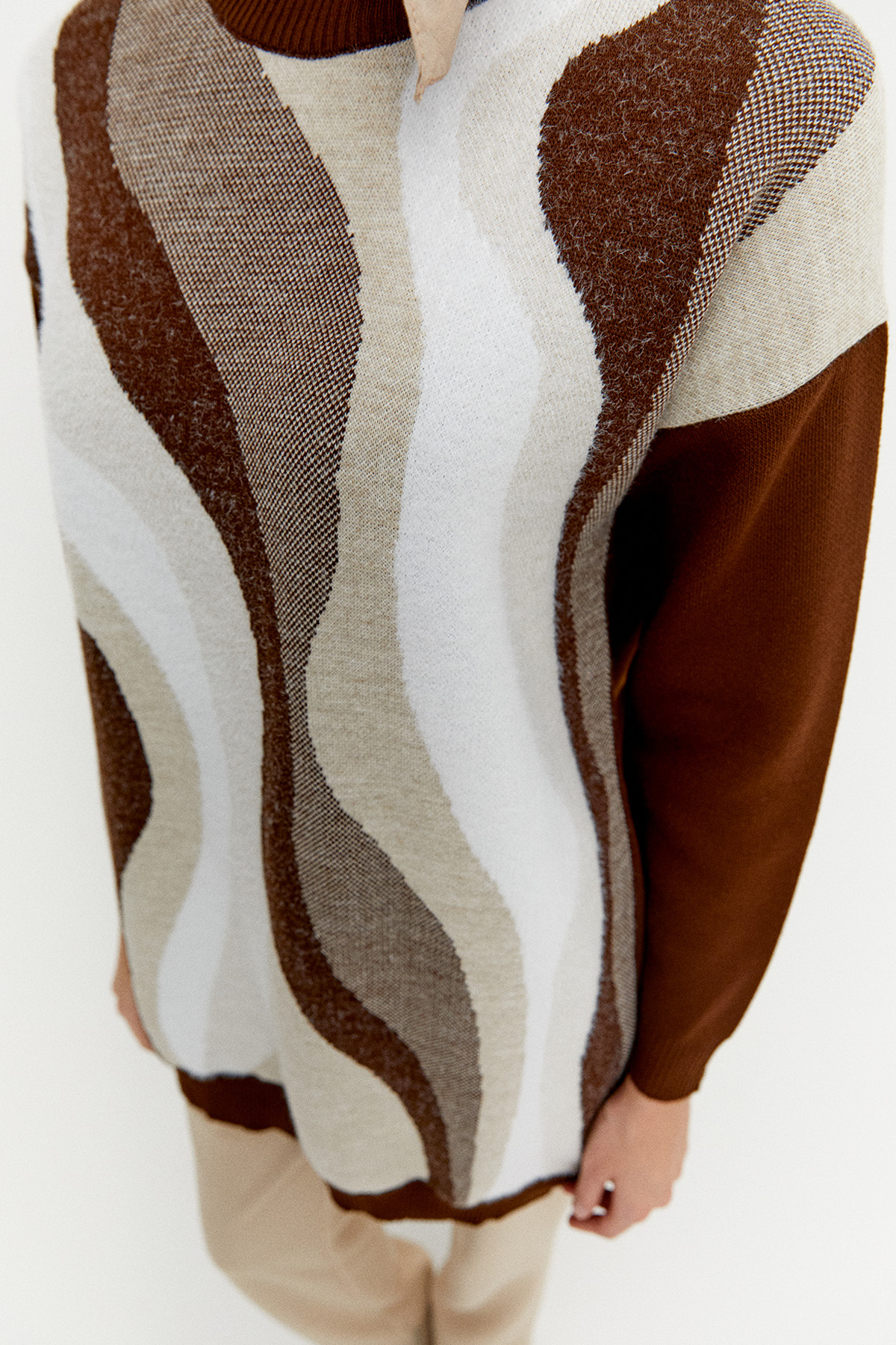 Desenli Ribanalı Triko Tunik