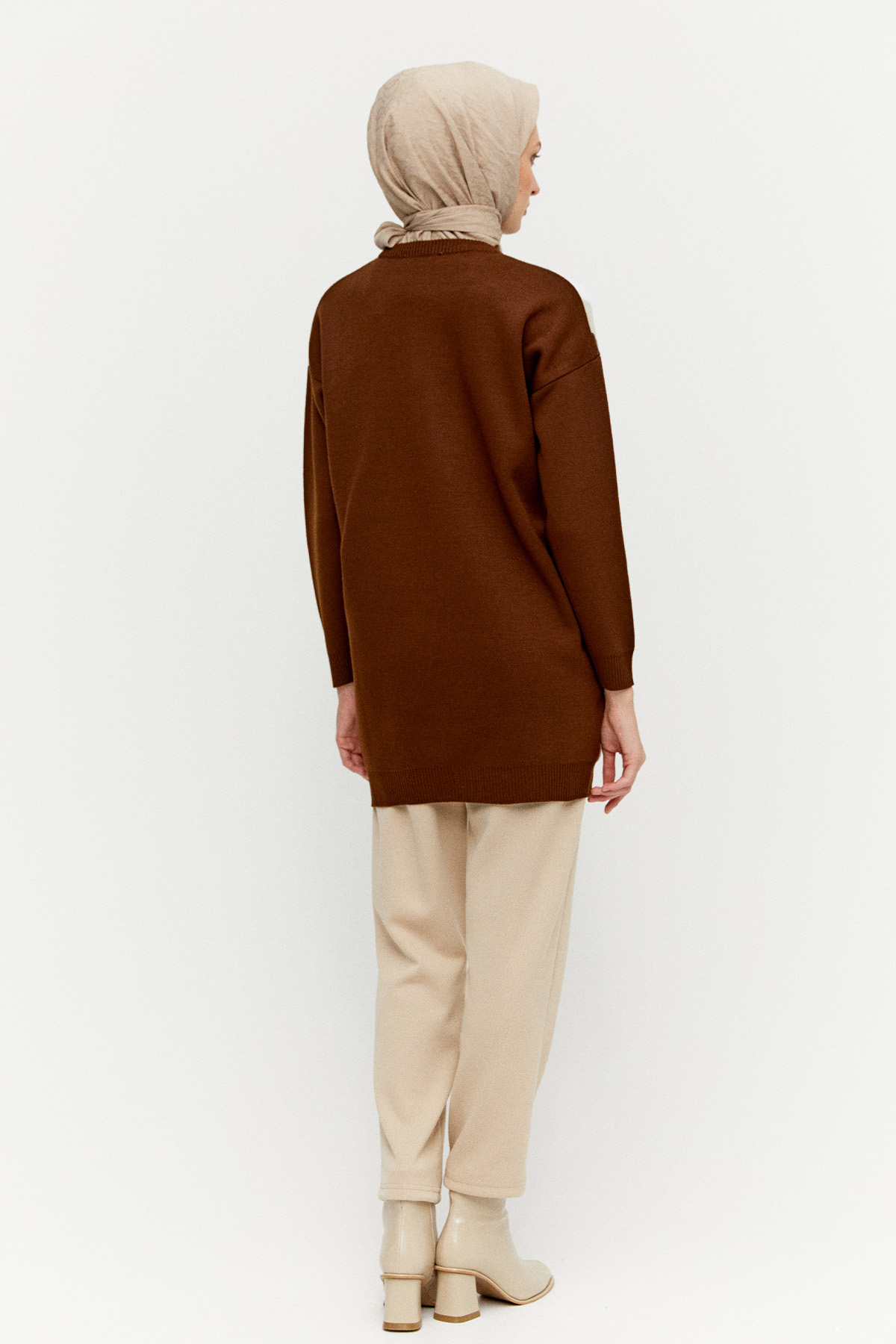 Desenli Ribanalı Triko Tunik