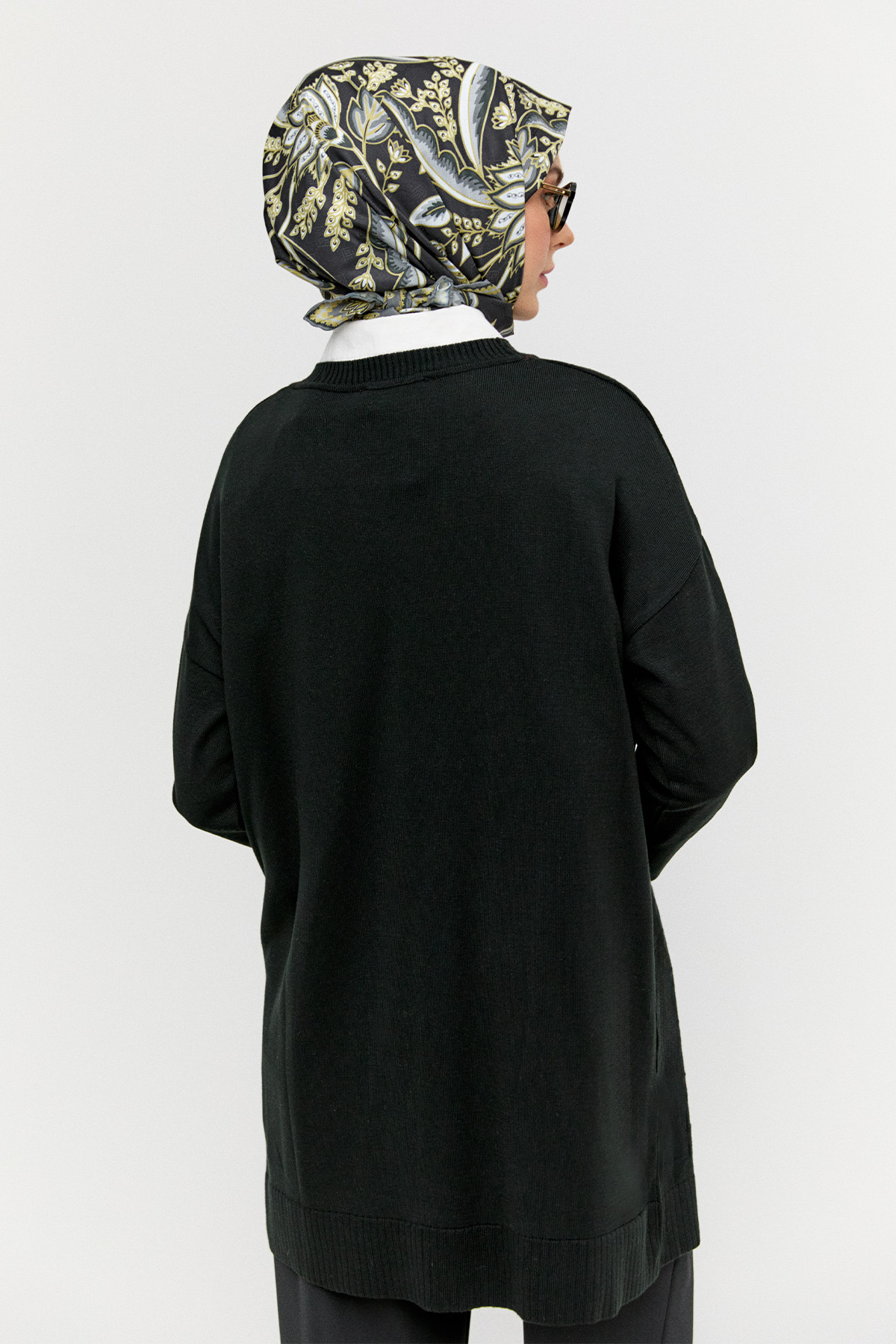 Kaz Ayağı Desenli Triko Tunik, Tesettür Giyim