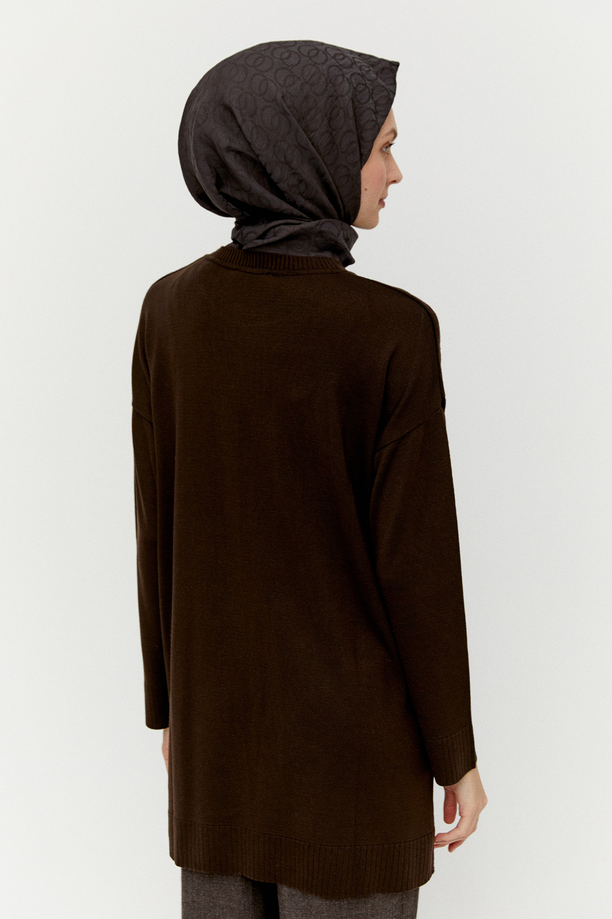 Kaz Ayağı Desenli Triko Tunik