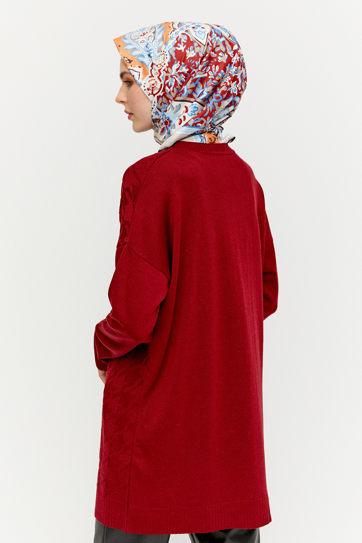 Kaz Ayağı Desenli Triko Tunik