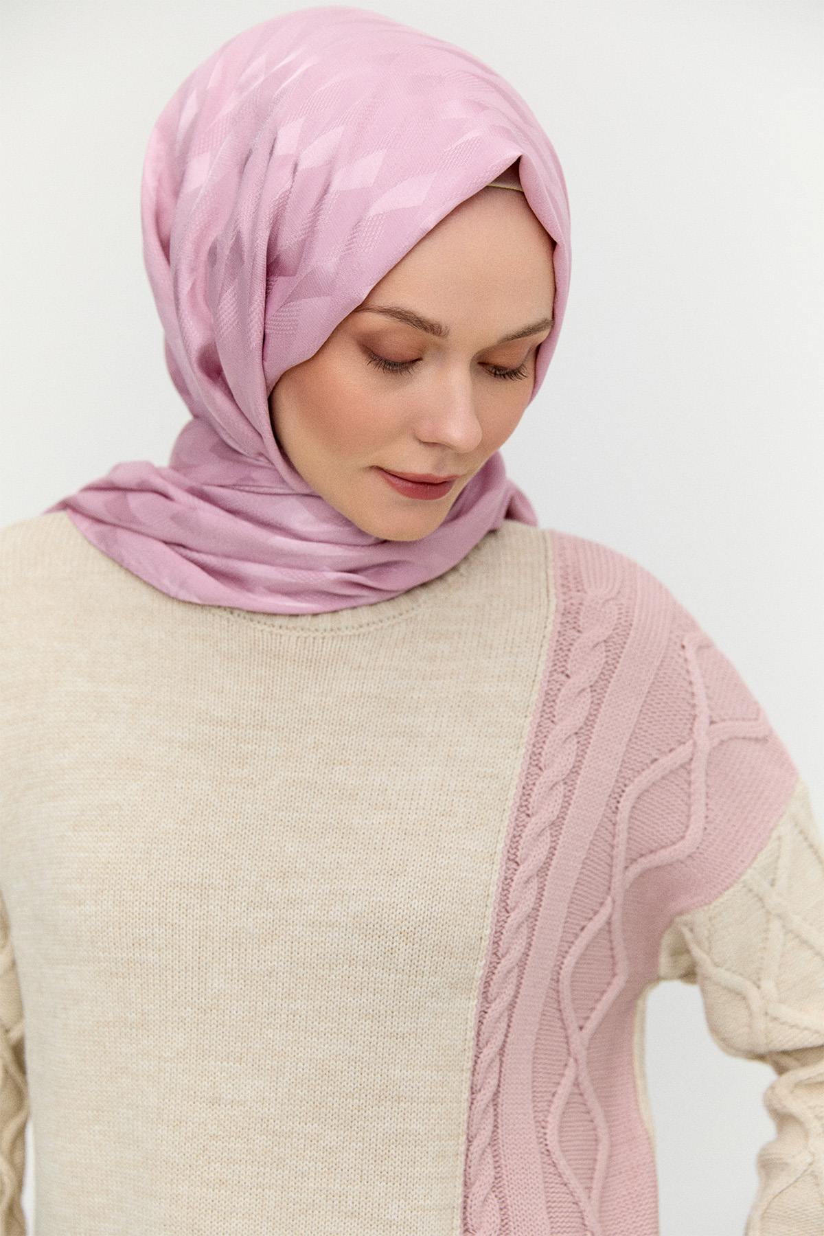 Çift Renkli Oversize Triko Tunik, Tesettür Giyim