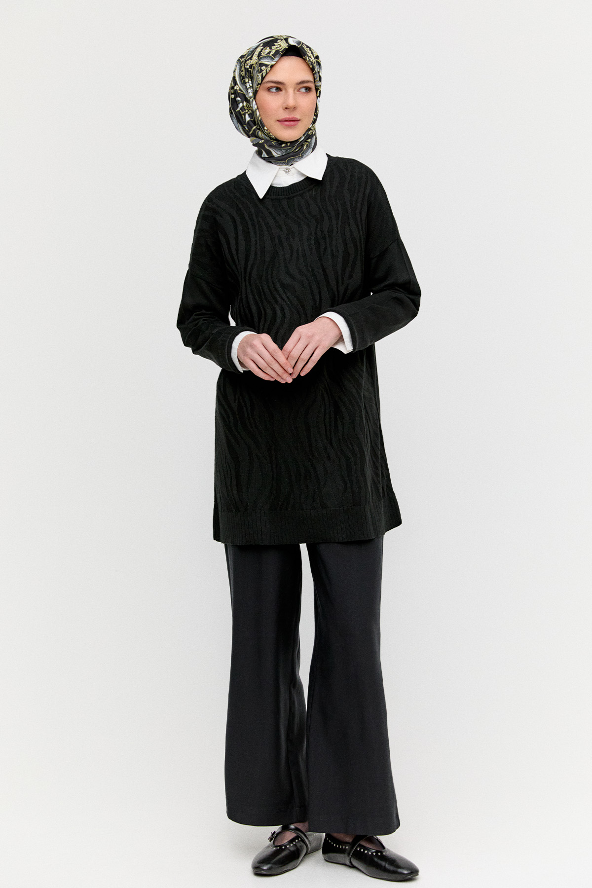 Zebra Desenli Triko Tunik, Tesettür Giyim