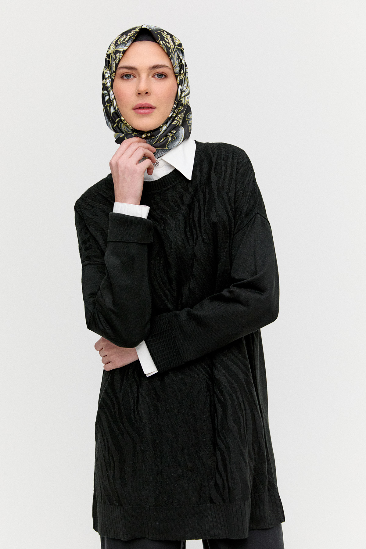 Zebra Desenli Triko Tunik, Tesettür Giyim