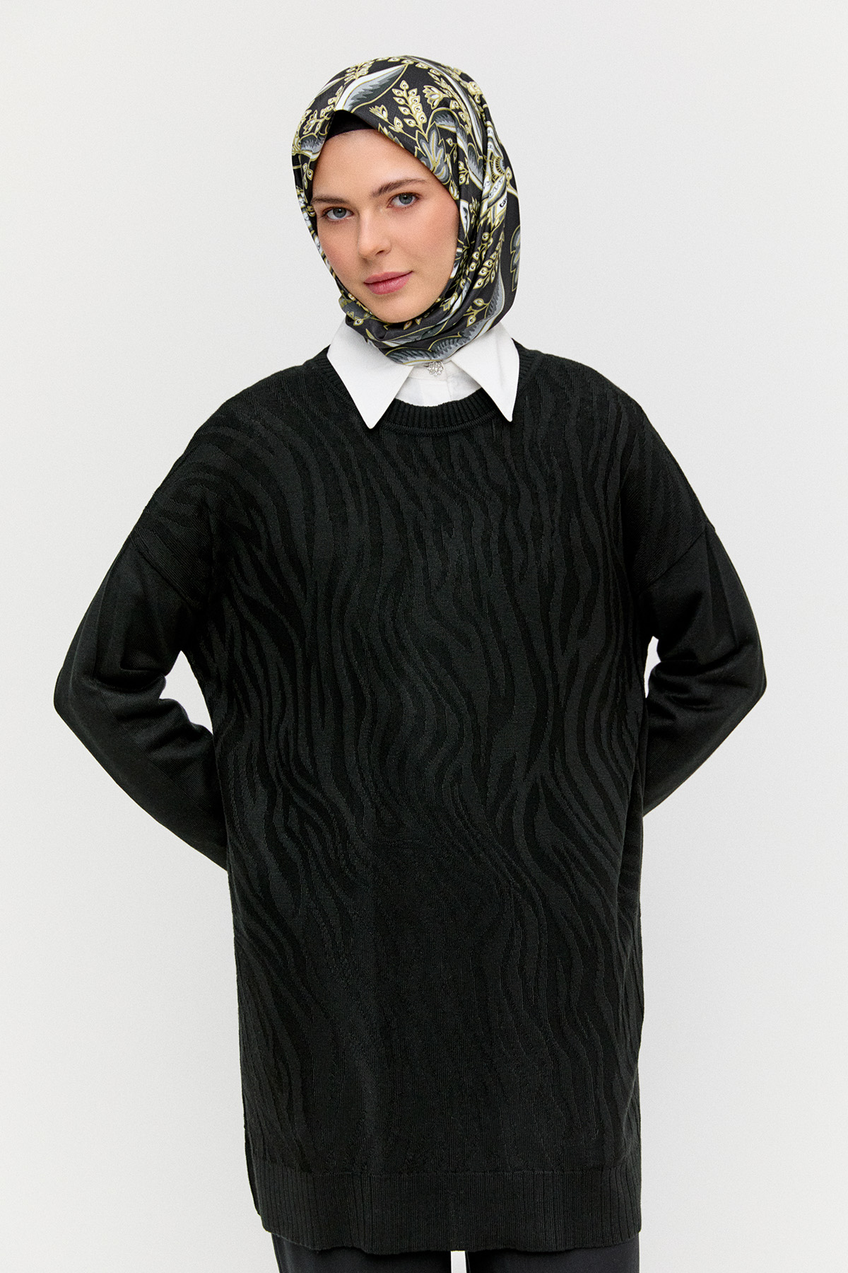 Zebra Desenli Triko Tunik, Tesettür Giyim