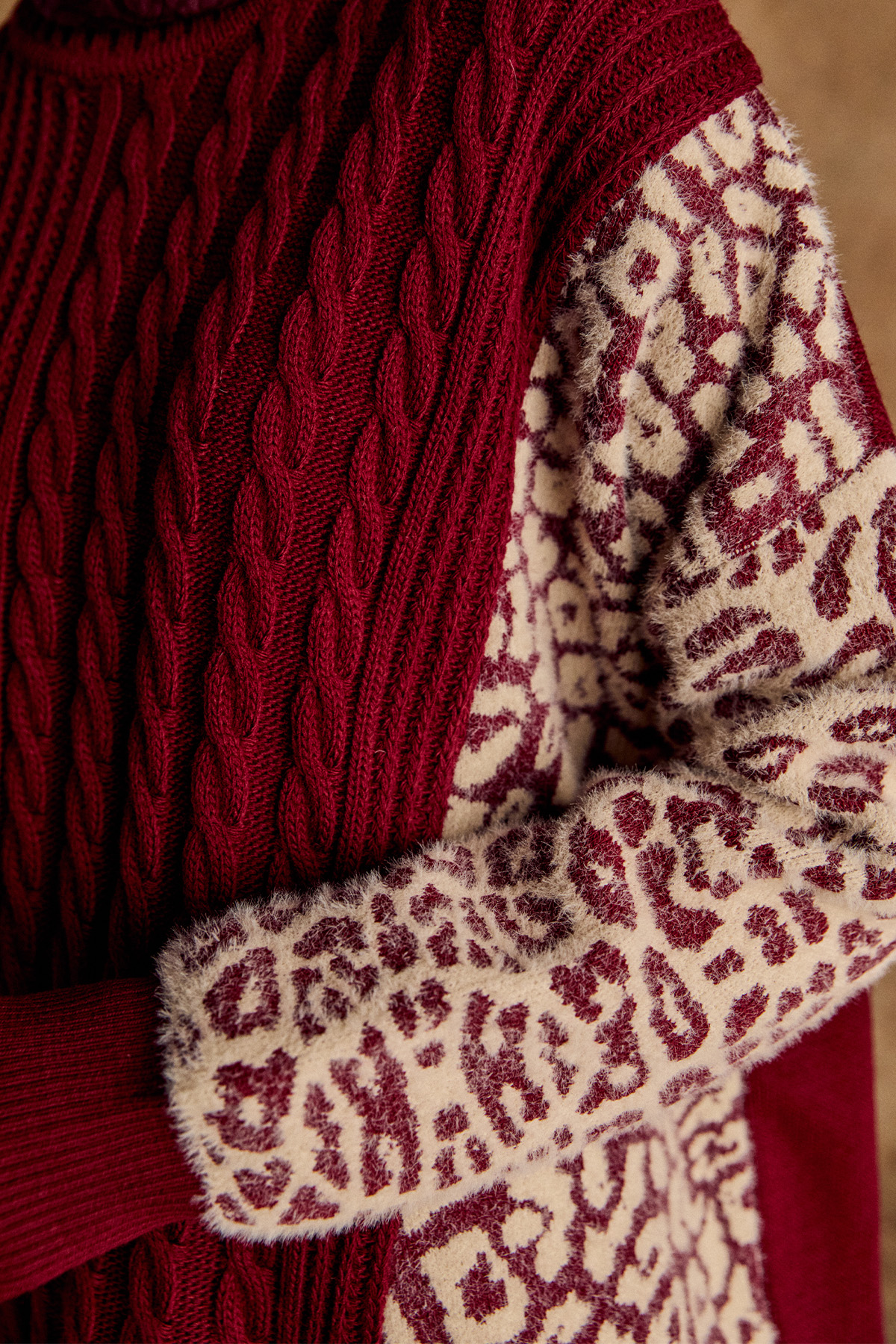 Leopar Detaylı Triko Tunik