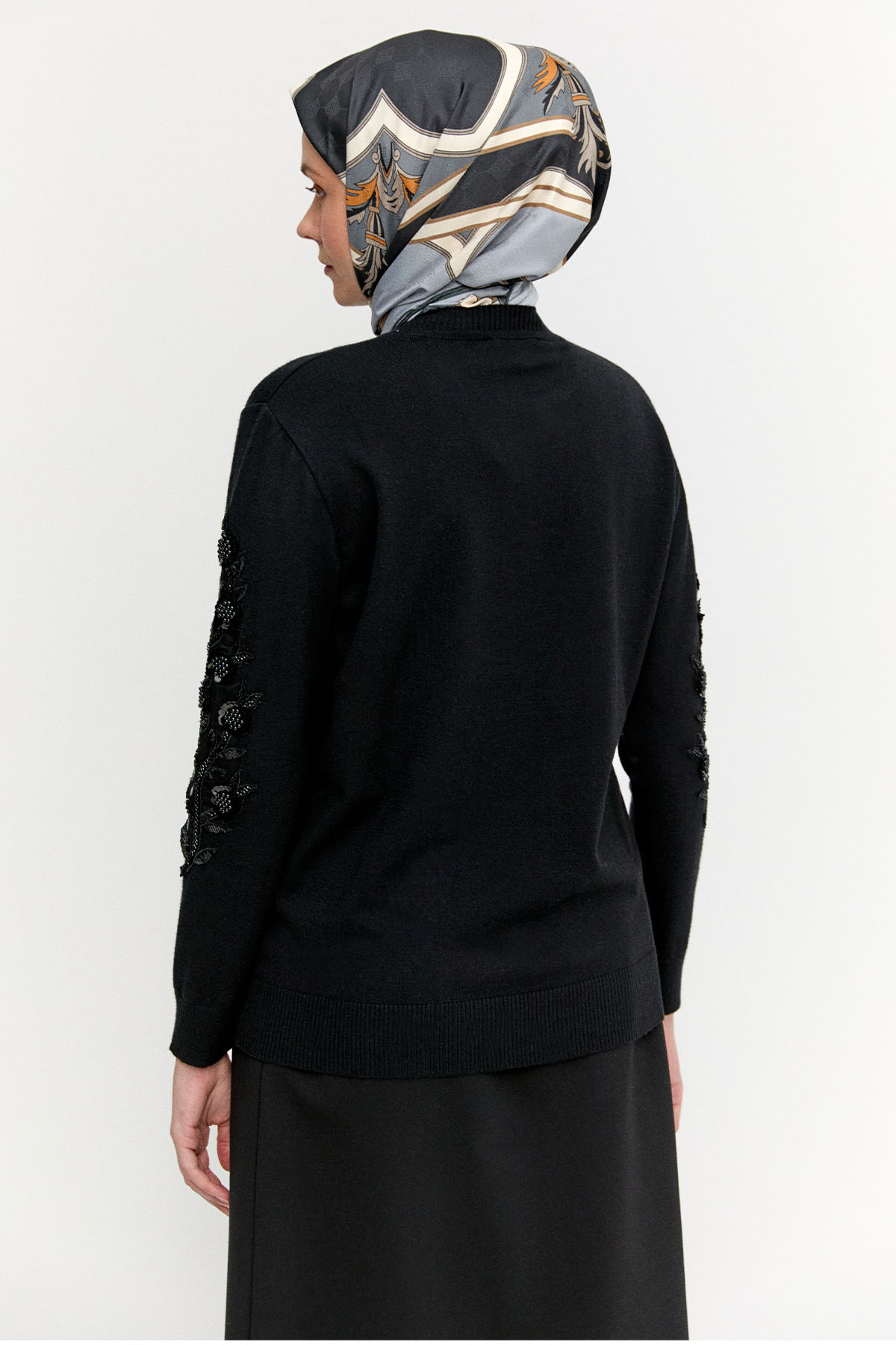 Çiçek Motifli Triko Tunik, Tesettür Giyim