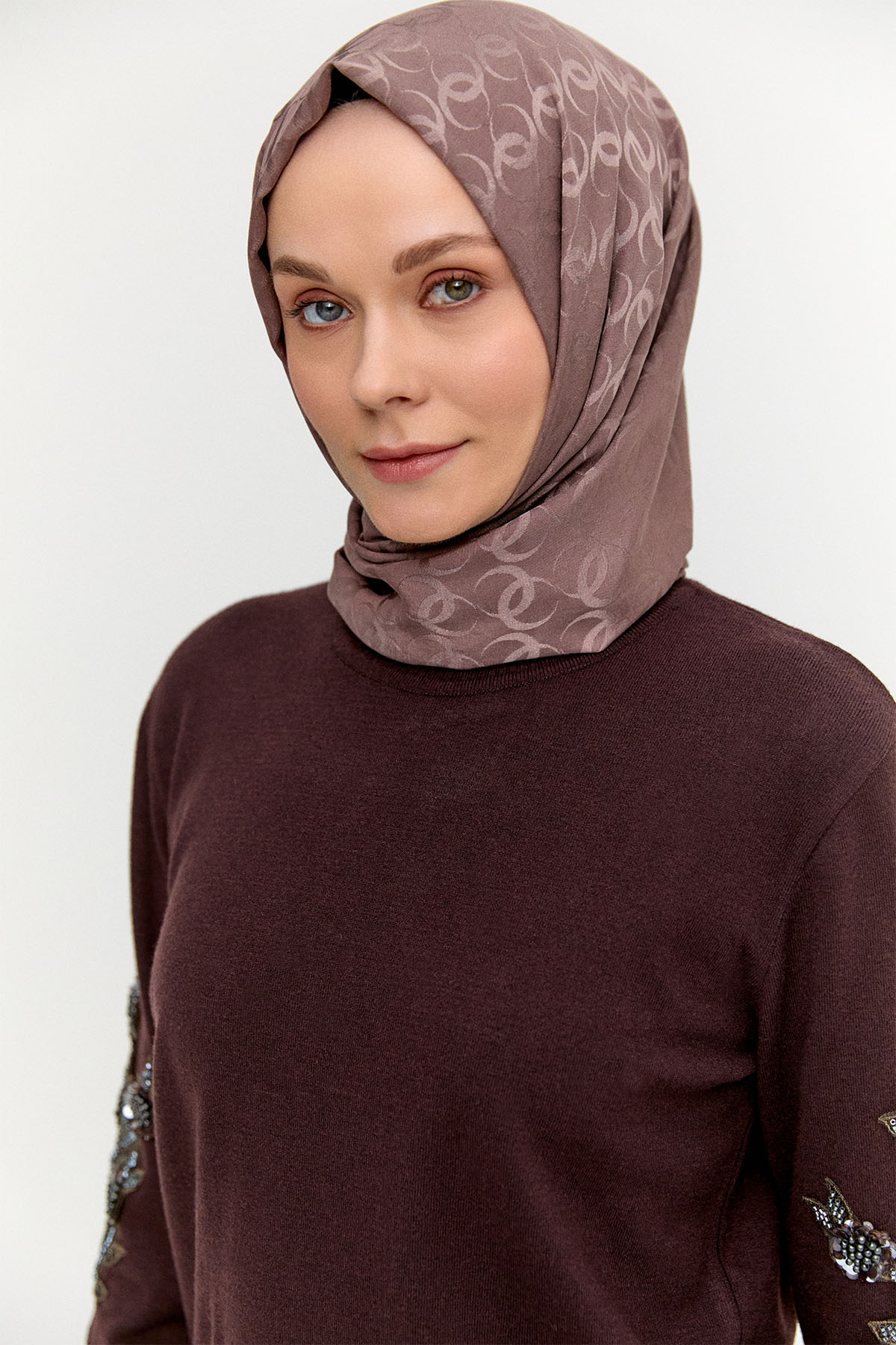 Çiçek Motifli Triko Tunik, Tesettür Giyim