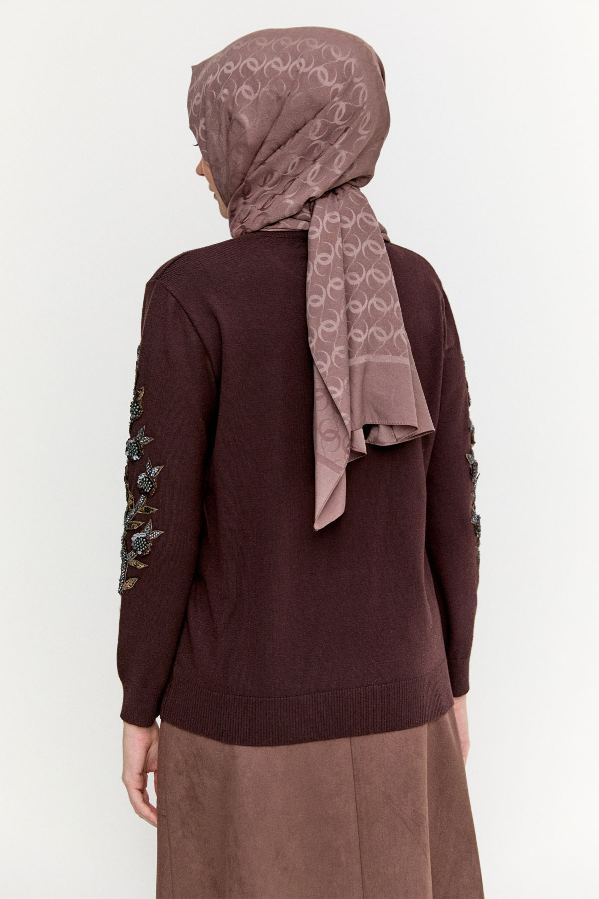 Çiçek Motifli Triko Tunik, Tesettür Giyim