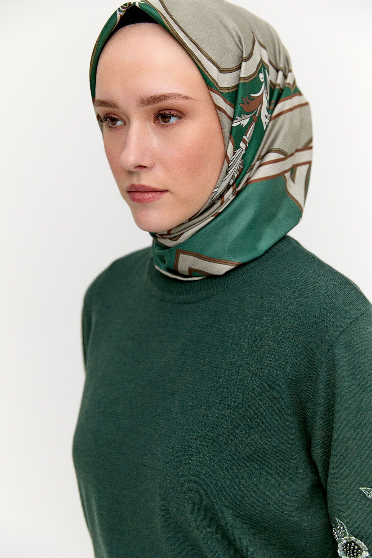 Çiçek Motifli Triko Tunik, Tesettür Giyim