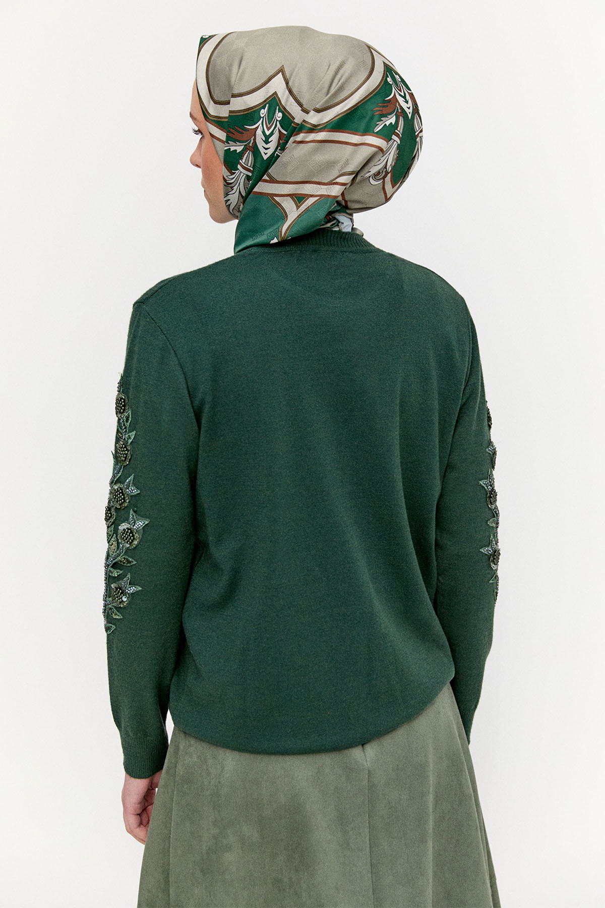 Çiçek Motifli Triko Tunik, Tesettür Giyim